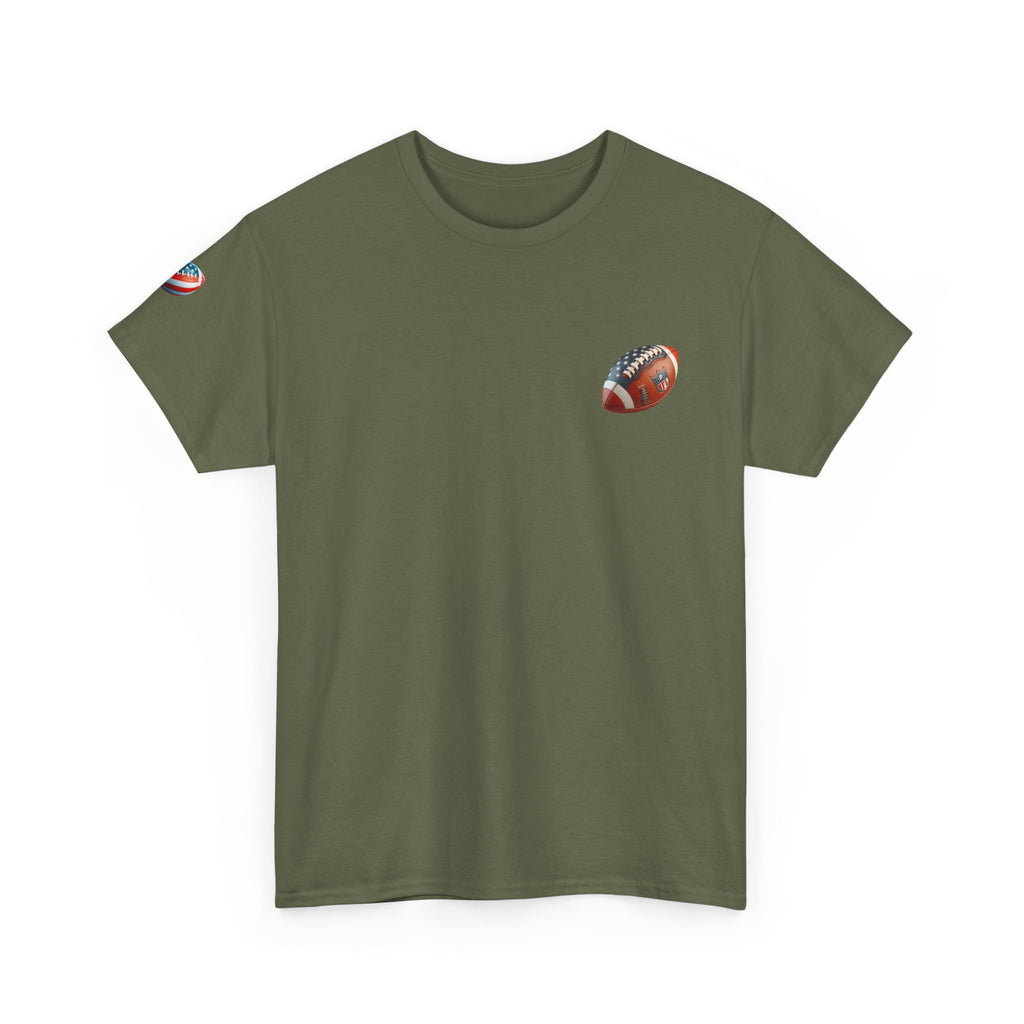 Skull Helmet Football Tee — Grunge Athletic Graphic T‑Shirt