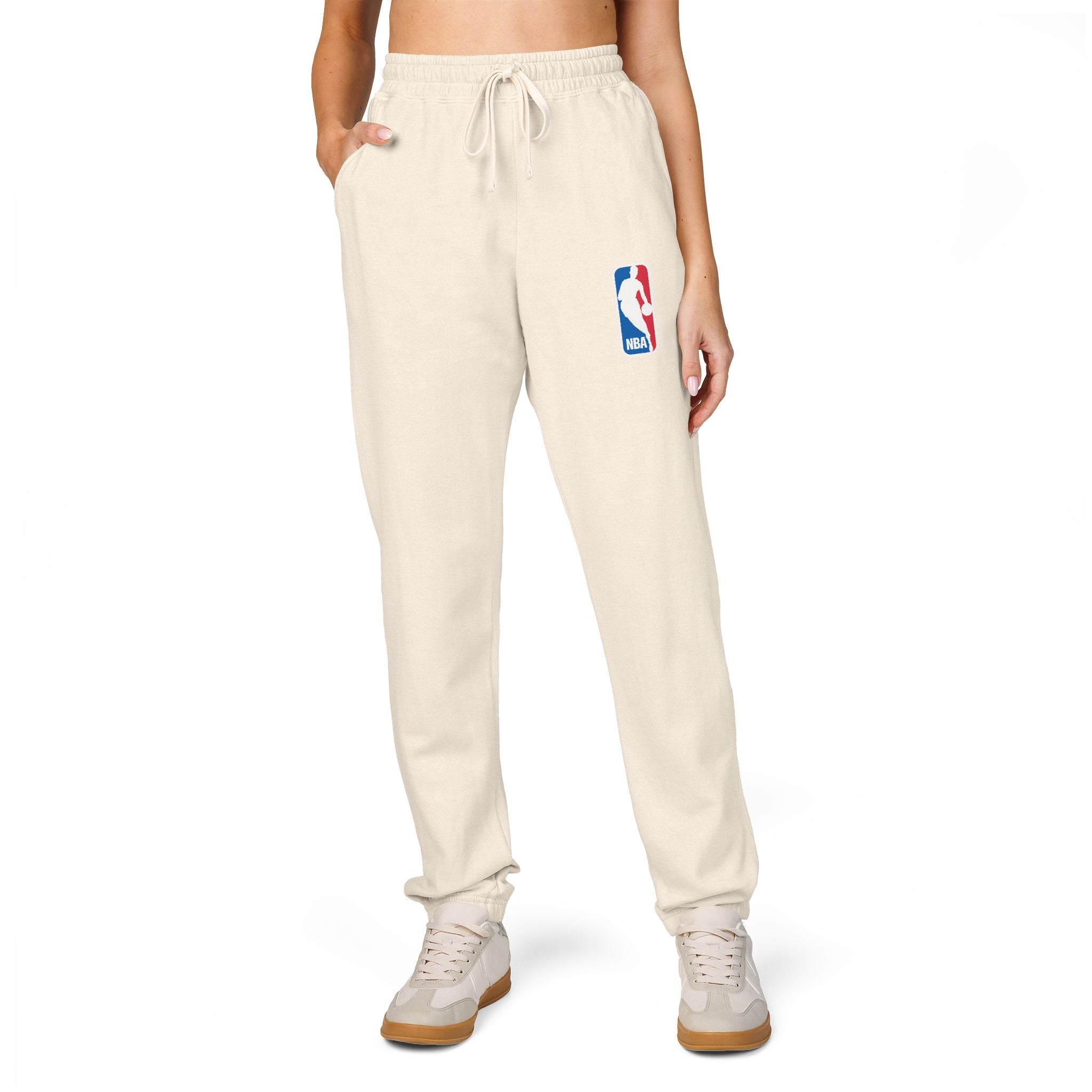 Basketball Logo Sweatpants Fleece Joggers, Garment-Dyed