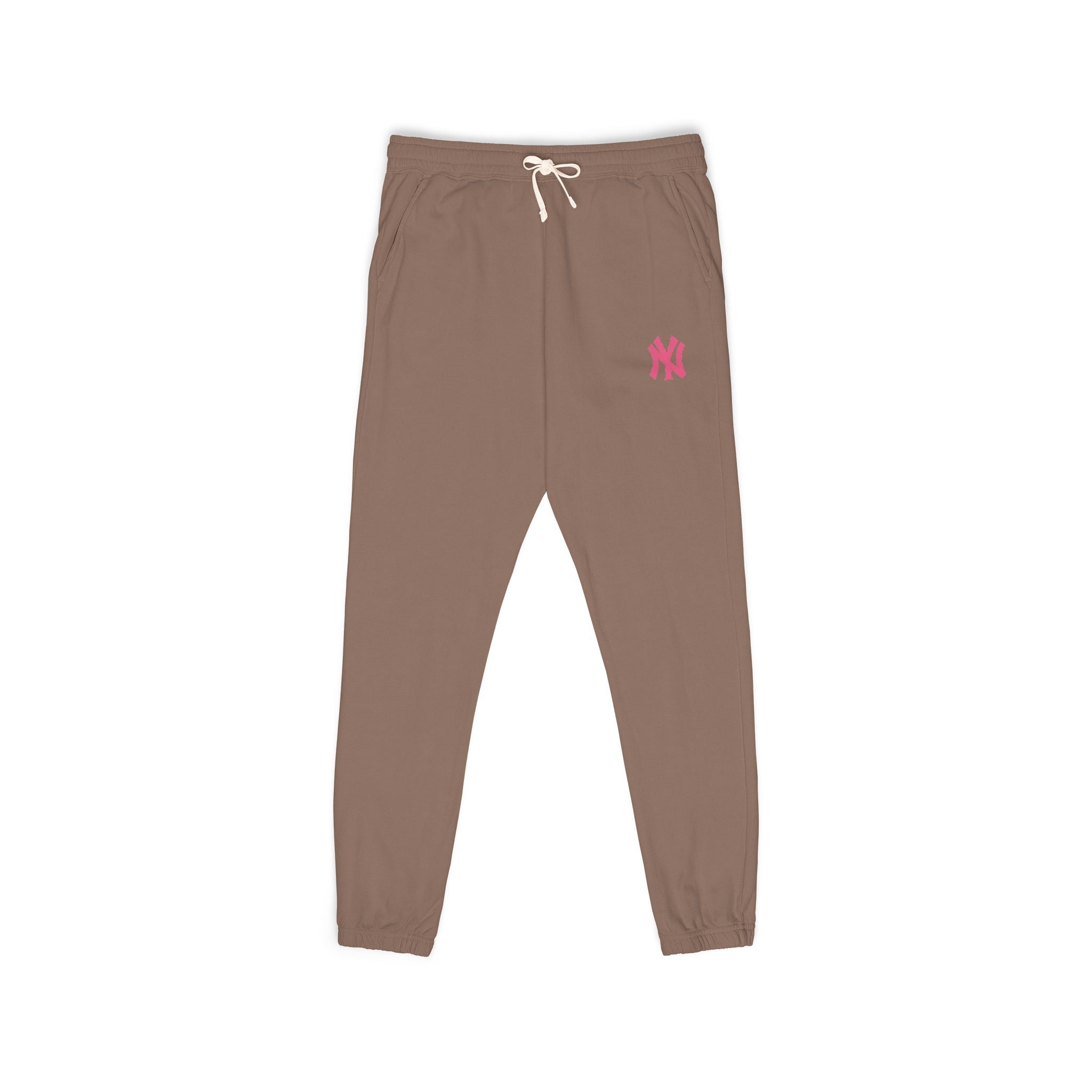 Fleece Sweatpants Vintage Washed Joggers with Distressed NY Logo