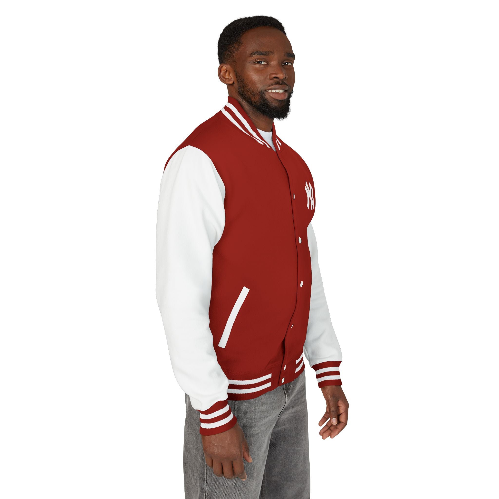 New York Letterman Jacket  Red & White Varsity Bomber