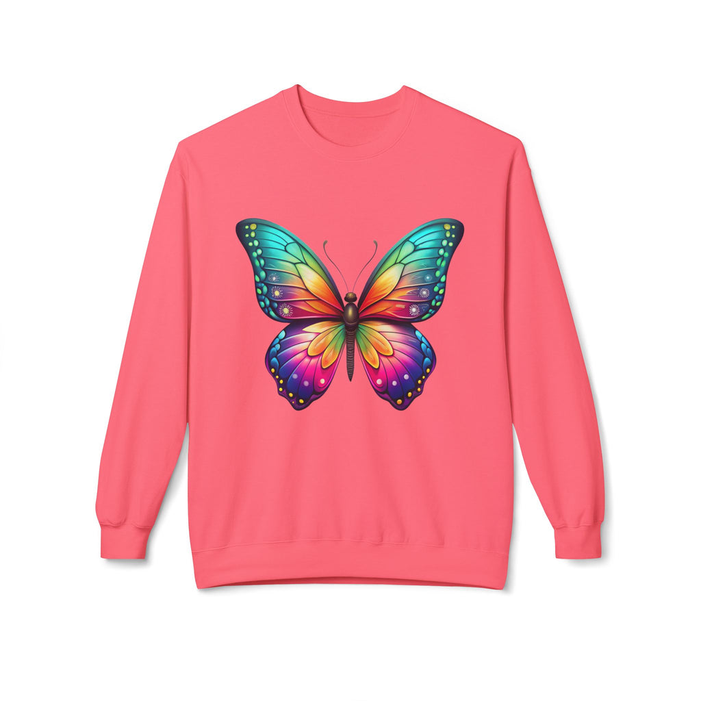 Rainbow Butterfly Sweatshirt Colorful Monarch Wing Graphic