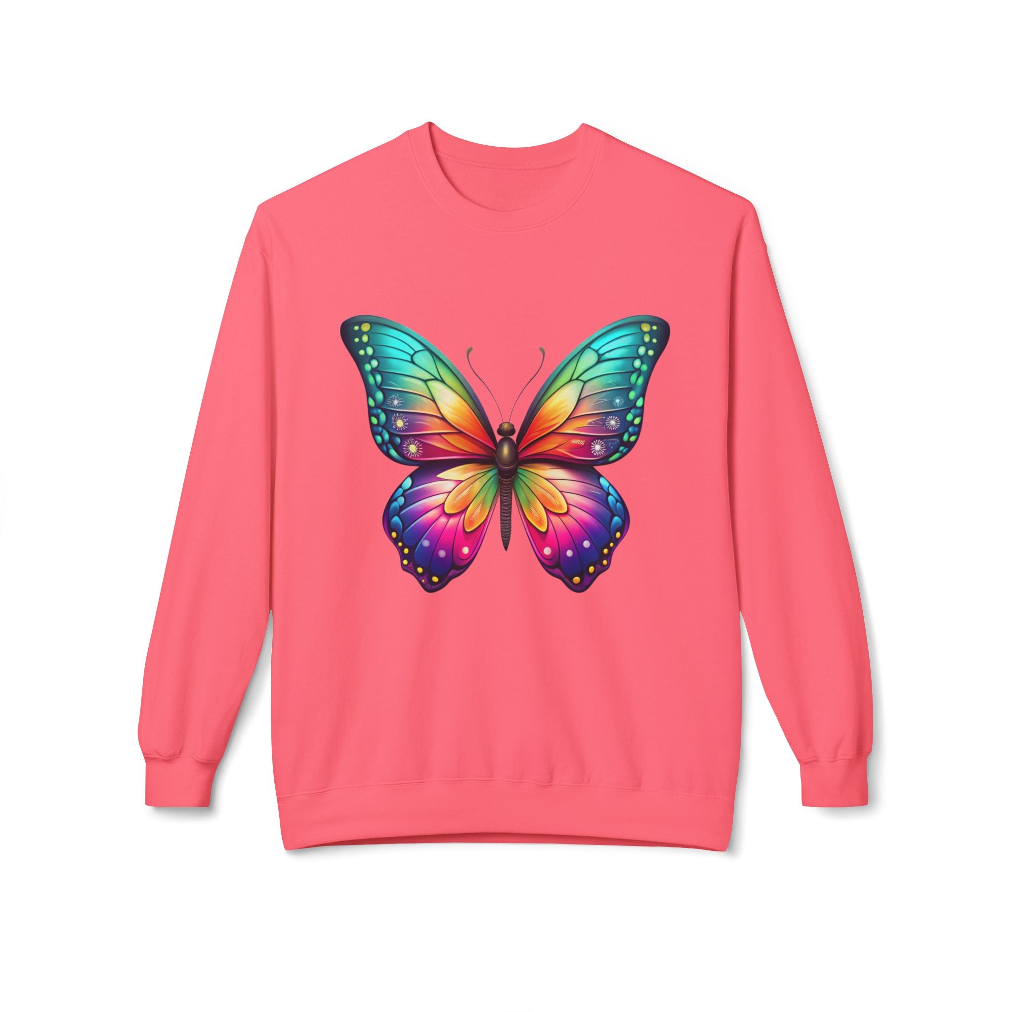 Rainbow Butterfly Sweatshirt Colorful Monarch Wing Graphic