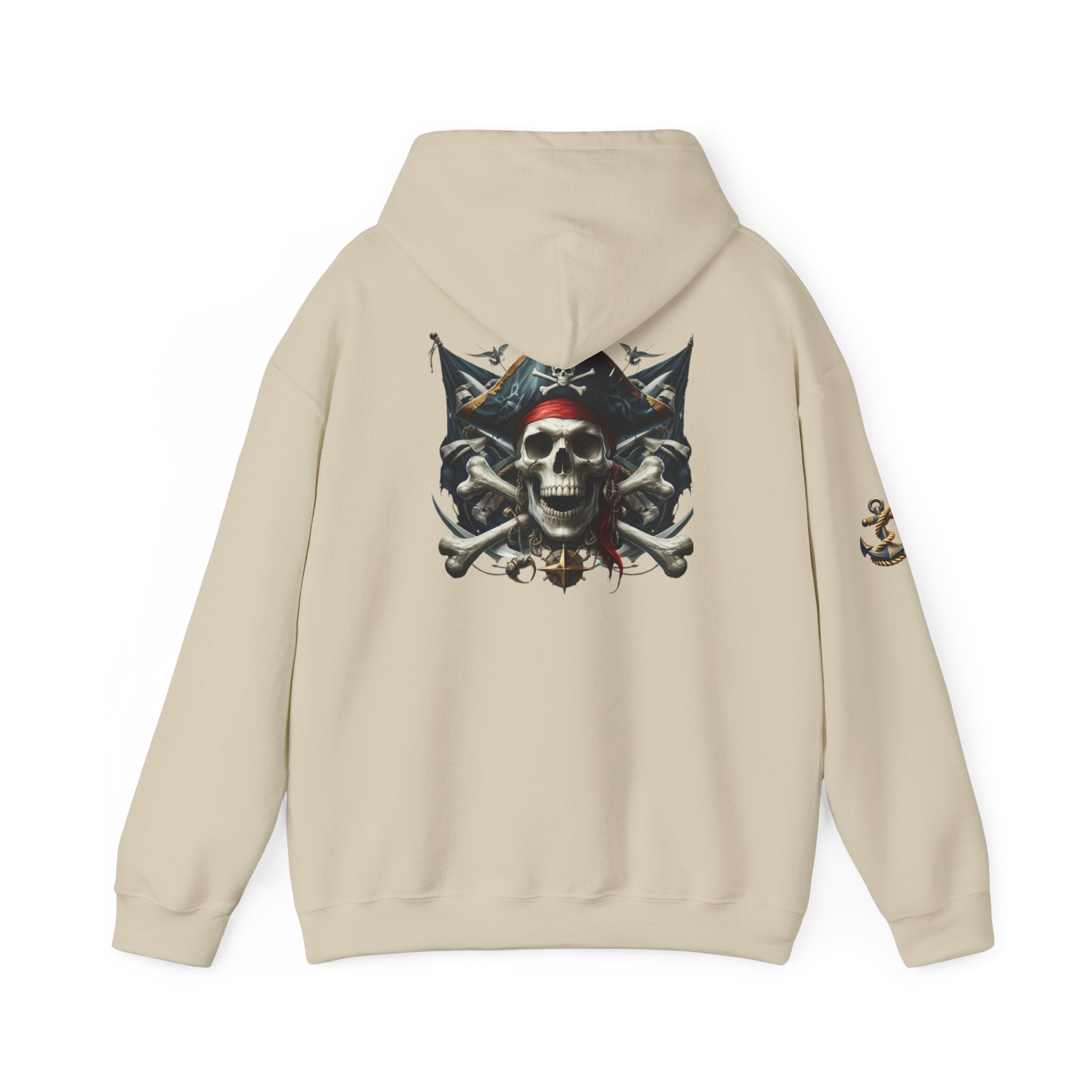 Pirate Skull Anchor Hoodie  Nautical Skull & Crossbones Pullover