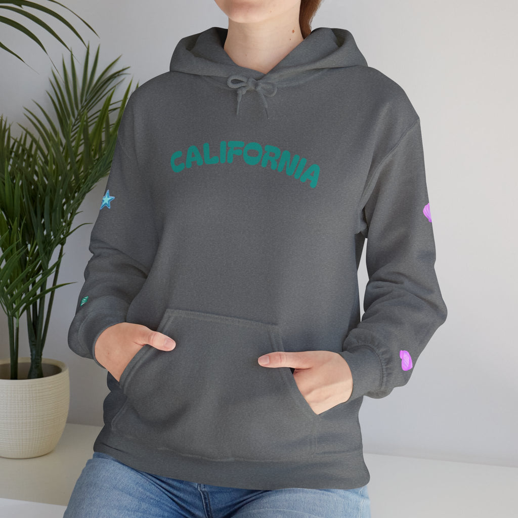 California Palm Tree Hoodie | Beach Island Graphic, Sleeve Icons