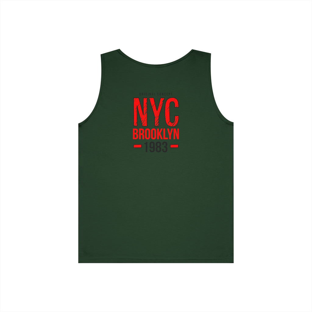 NYC Brooklyn Tank Top  Minimal Yankees Logo Front, Red NYC Back Streetwear