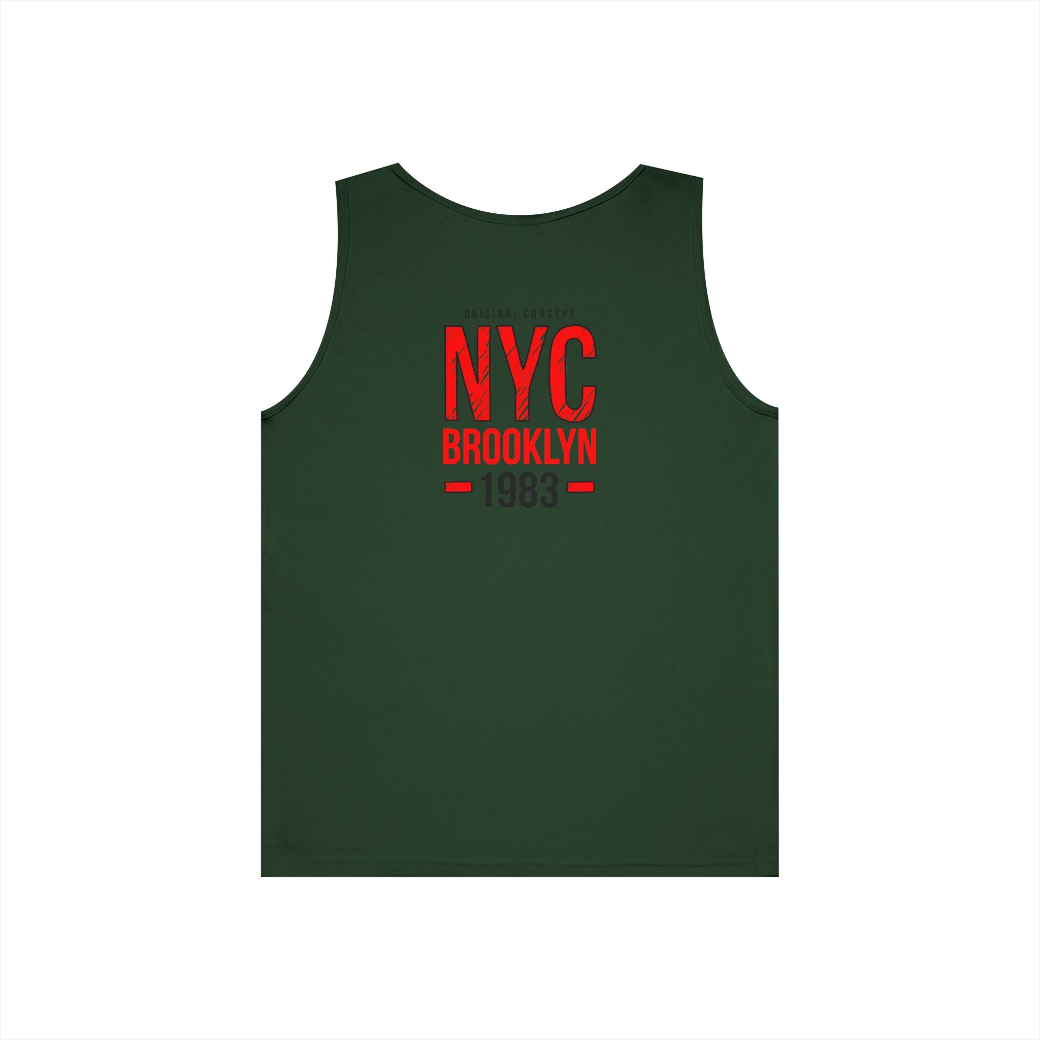 NYC Brooklyn Tank Top  Minimal Yankees Logo Front, Red NYC Back Streetwear