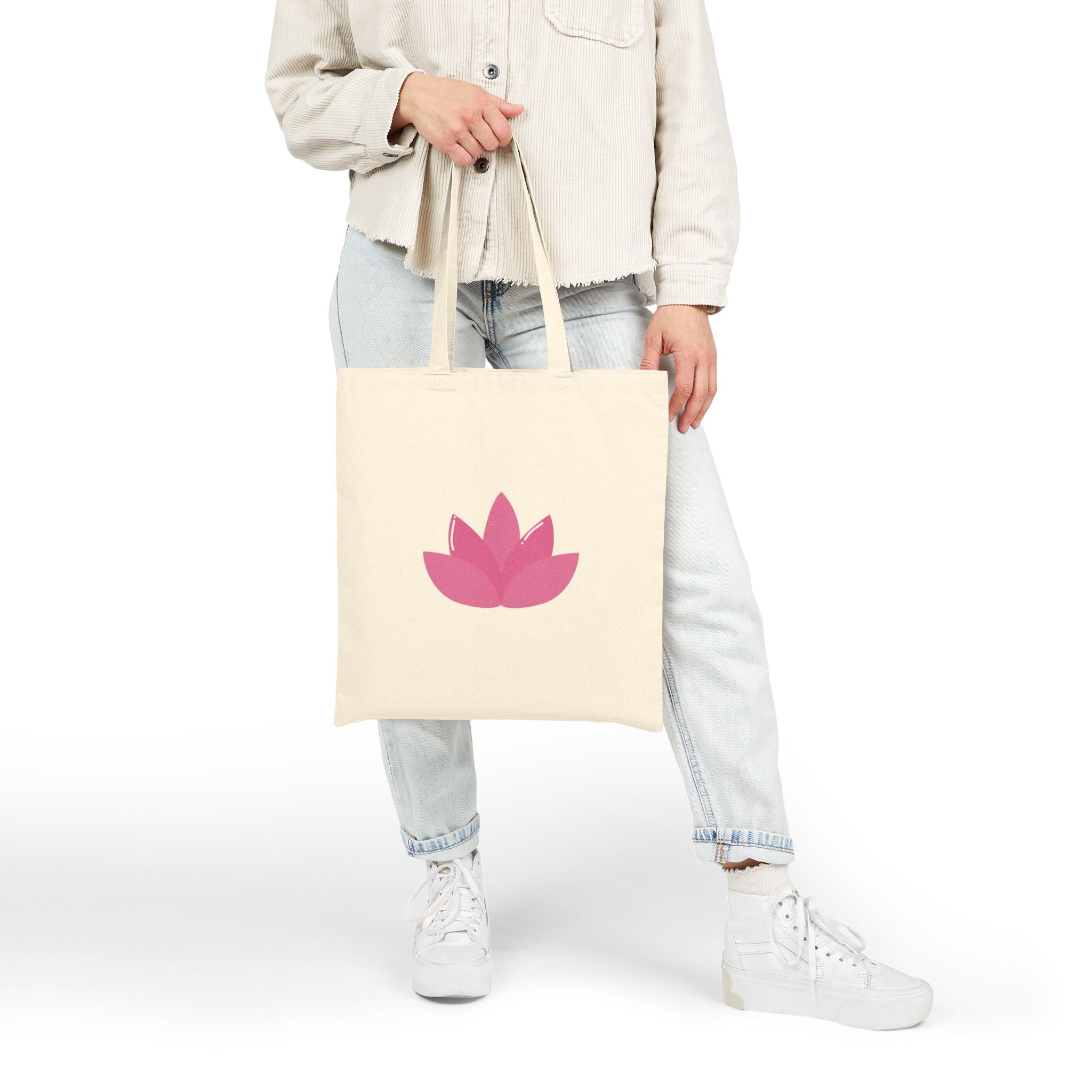 Yoga Lotus Tote Bag  Canvas Meditation Beach Grocery Tote