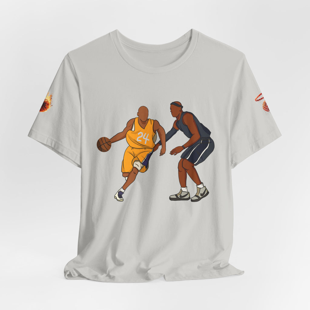 Basketball Players Tee Dribble Defender Court Illustration
