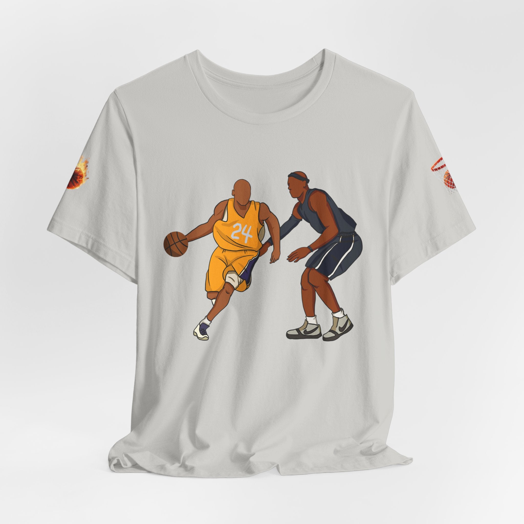 Basketball Players Tee Dribble Defender Court Illustration