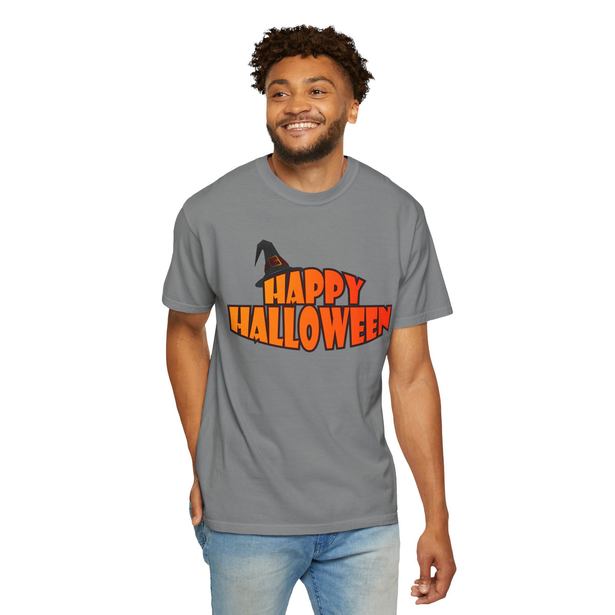 Halloween Icons T-Shirt — "Happy Halloween" Graphic Tee with Spooky Back Illustrations