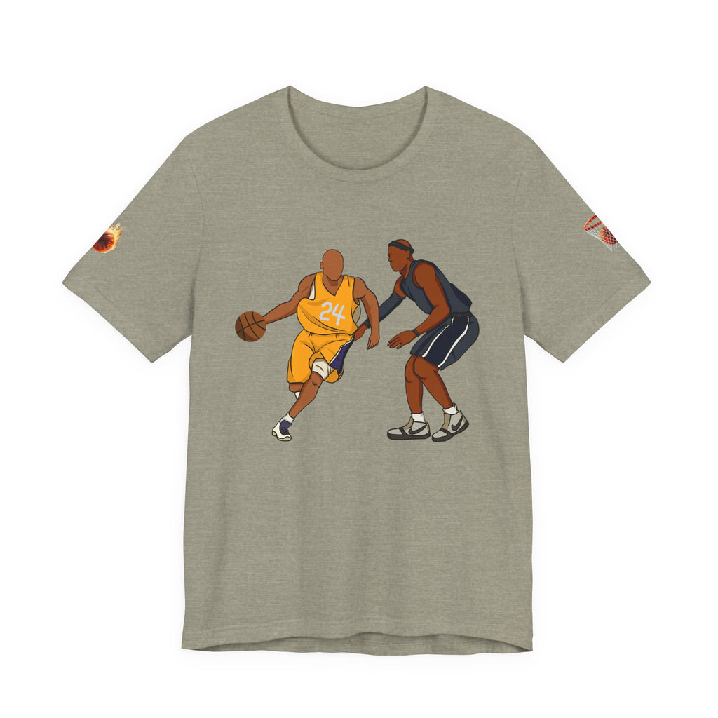 Basketball Players Tee Dribble Defender Court Illustration