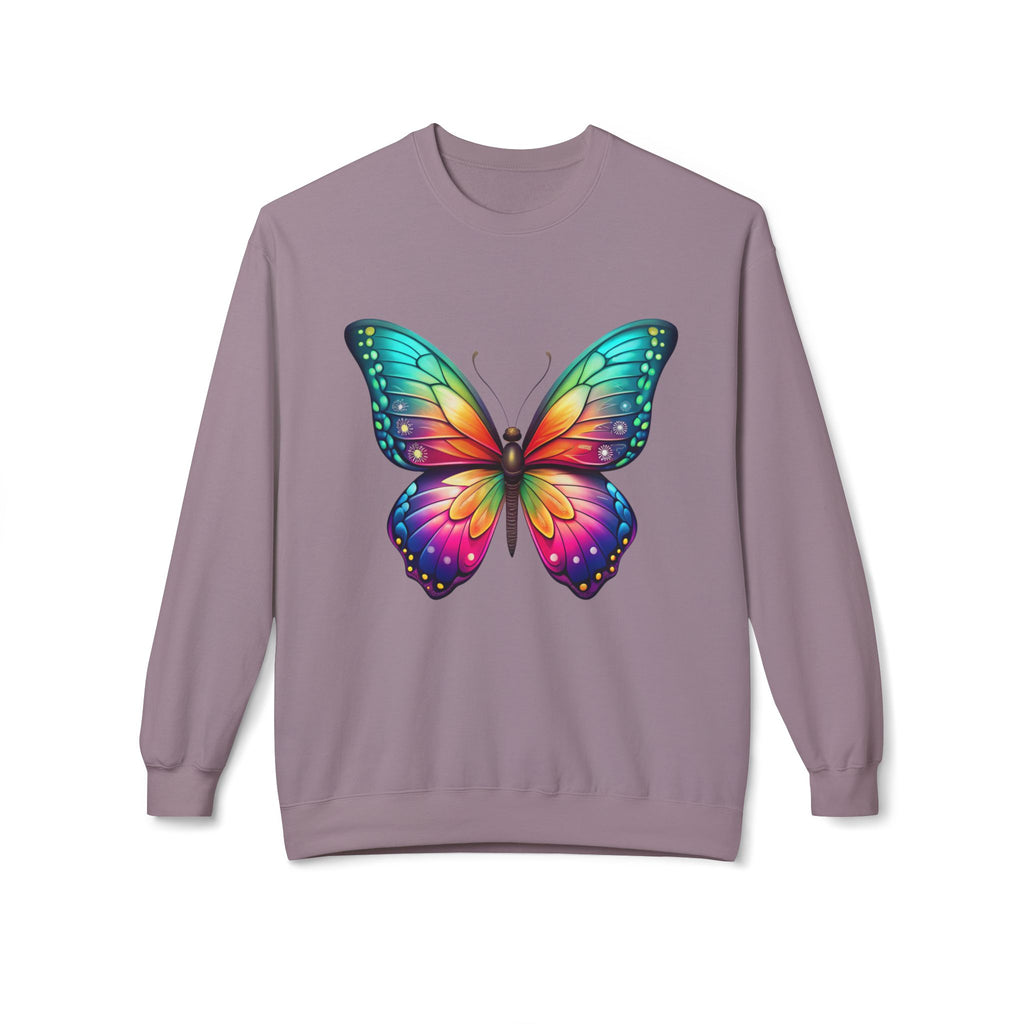 Rainbow Butterfly Sweatshirt Colorful Monarch Wing Graphic
