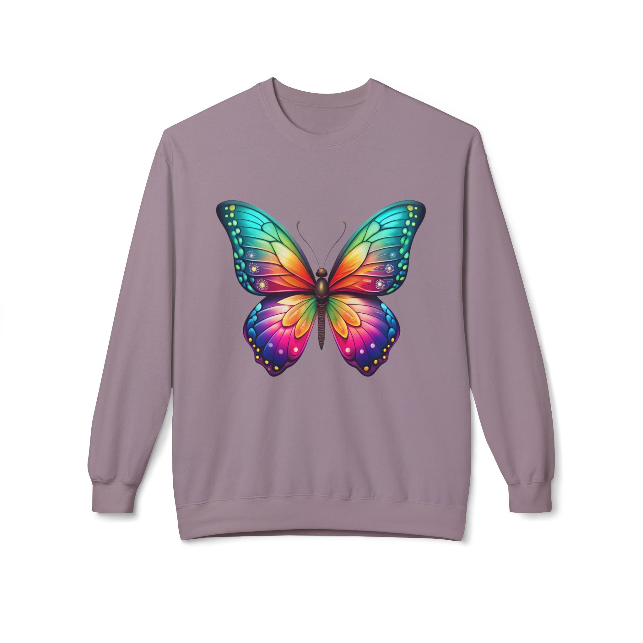Rainbow Butterfly Sweatshirt Colorful Monarch Wing Graphic