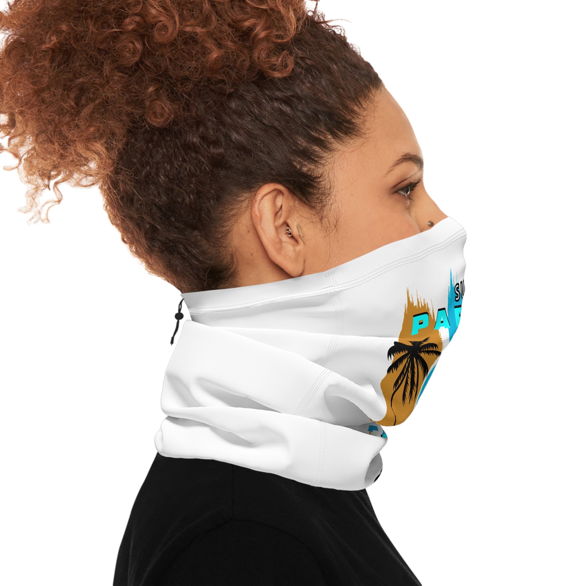 California Summer Paradise Neck Gaiter Palm Tree Beach Face Cover with Drawstring