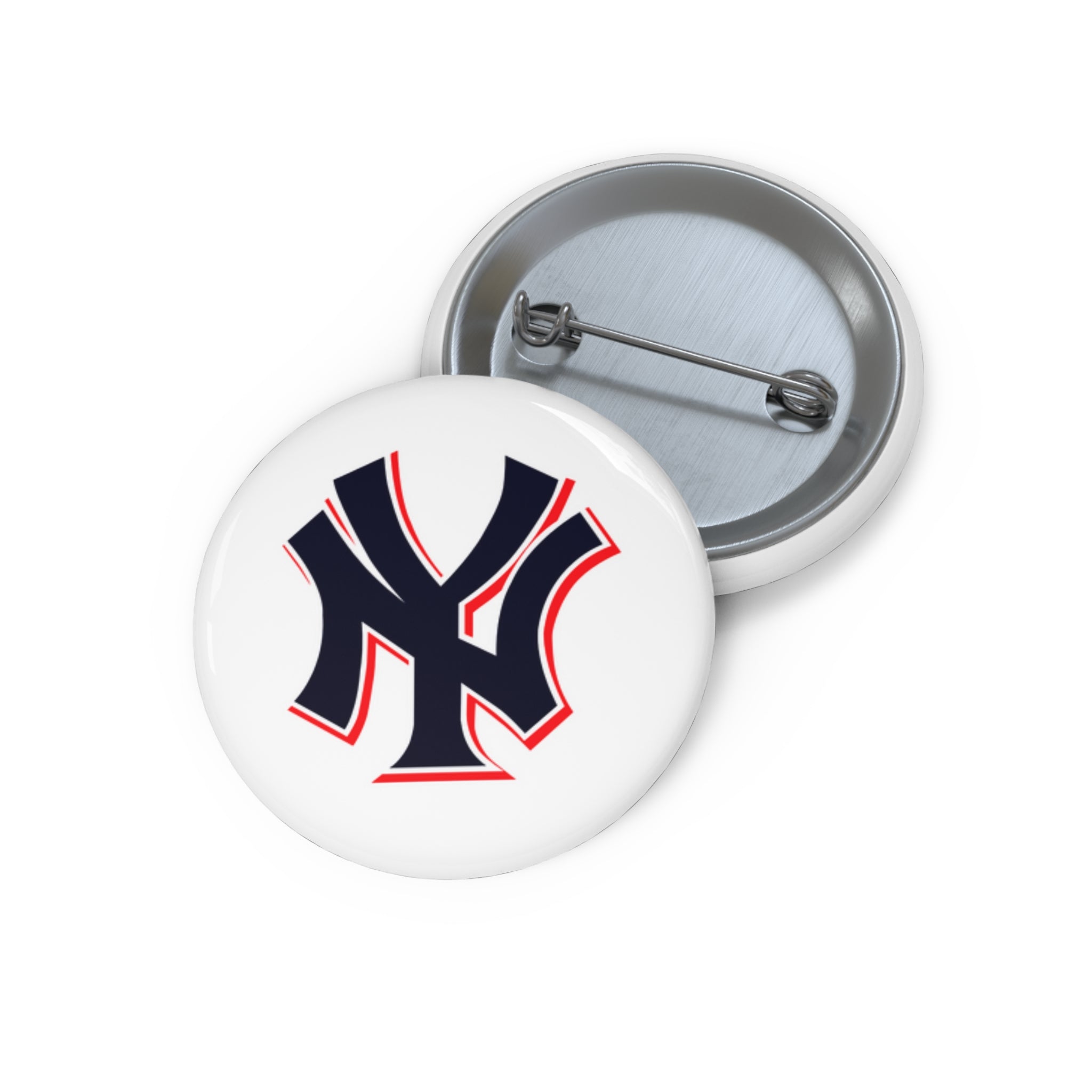 Baseball Team Logo Pin Button — NY Style Enamel-Look Baseball Badge