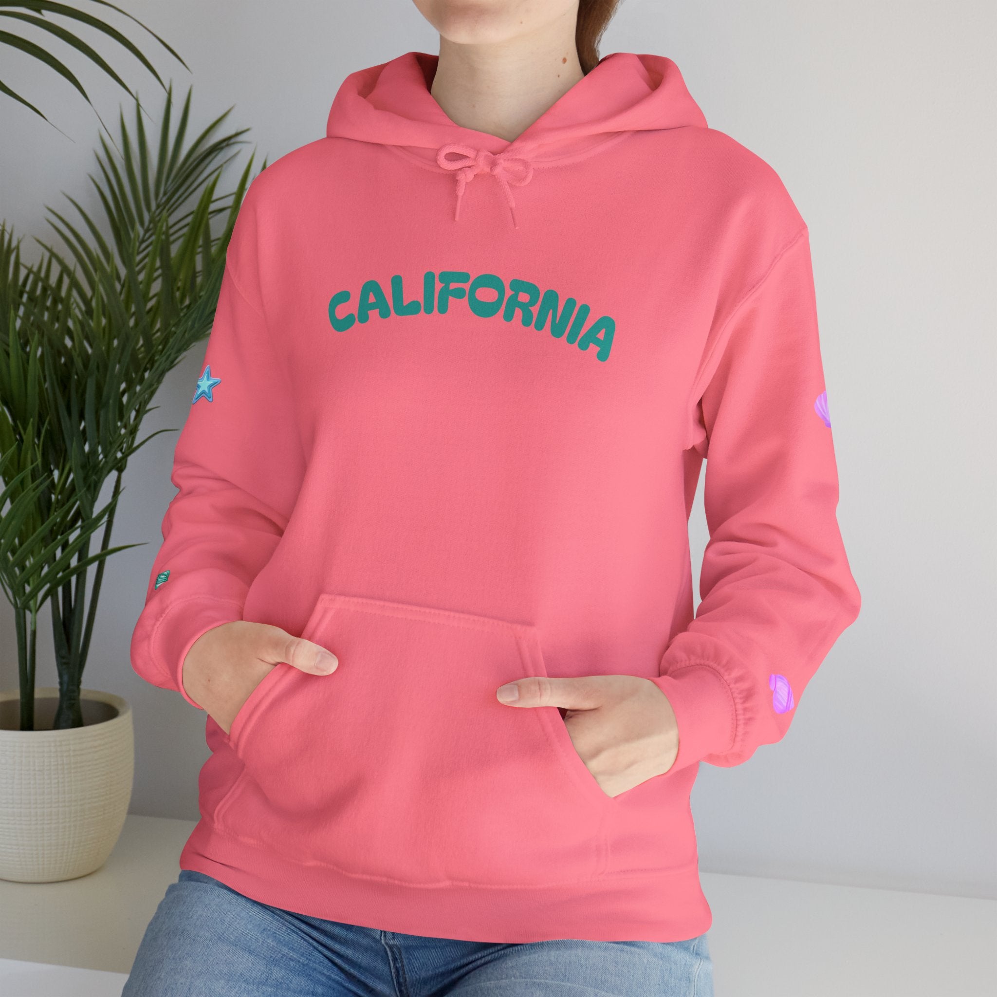 California Palm Tree Hoodie | Beach Island Graphic, Sleeve Icons