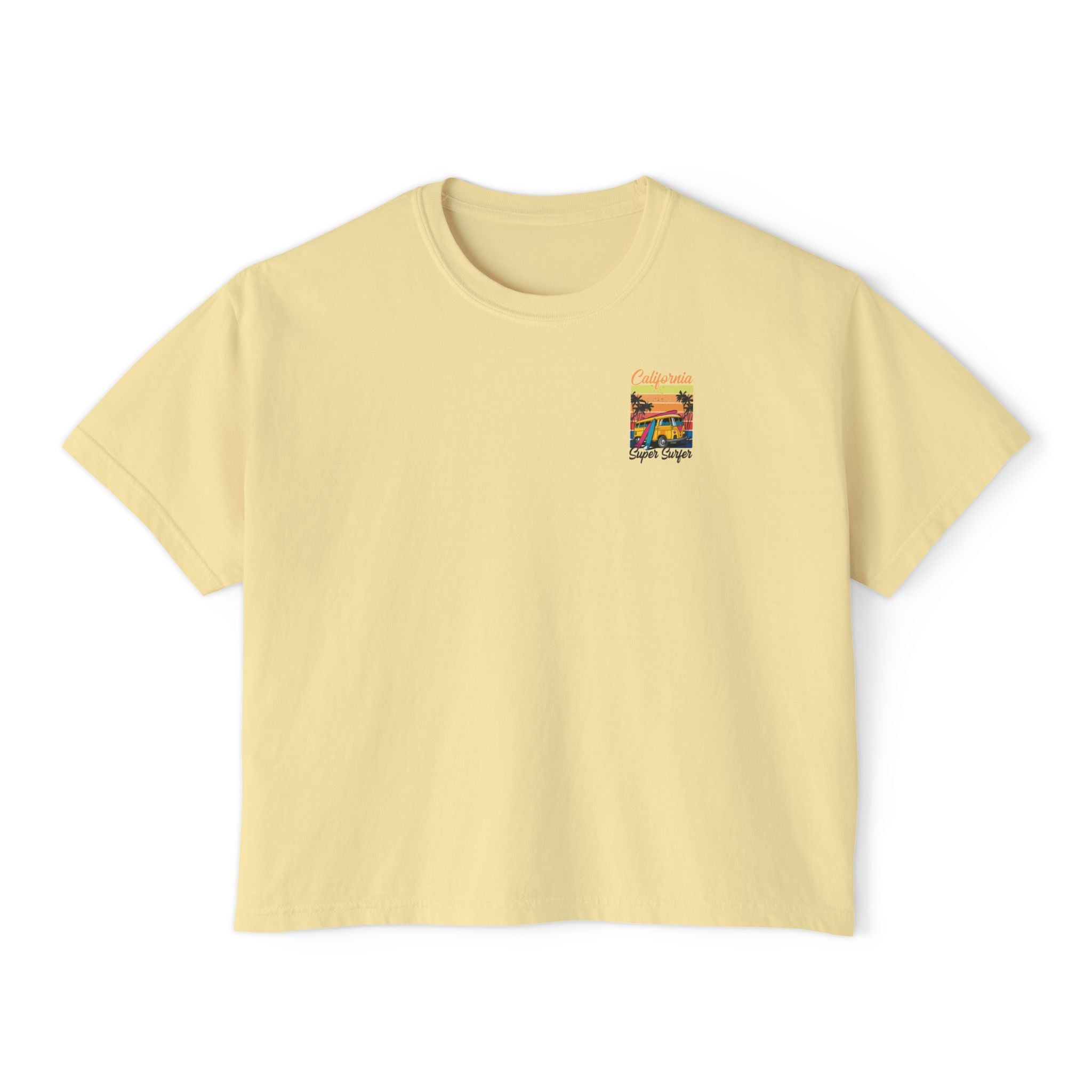 Los Angeles Sunset Women's Boxy Tee  Retro Palm Tree City Graphic