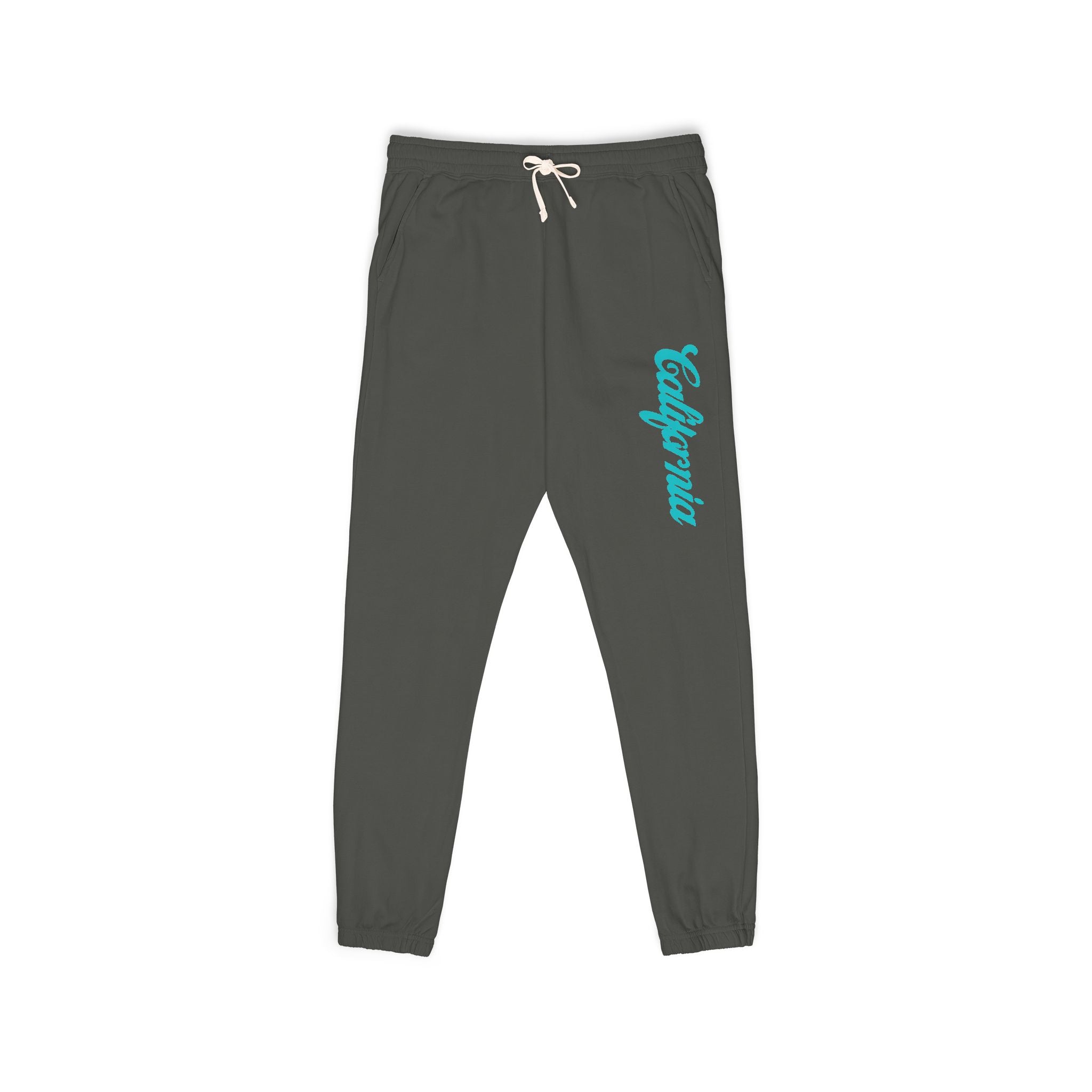 Fleece Sweatpants with Teal 'Endurance' Script Lightweight Garment-Dyed Joggers