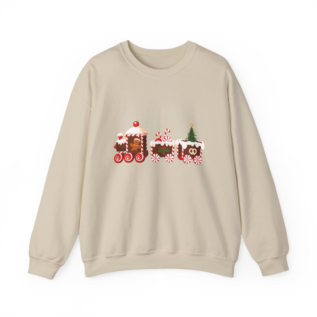 Gingerbread Train crewneck sweatshirt | Merry Christmas back print