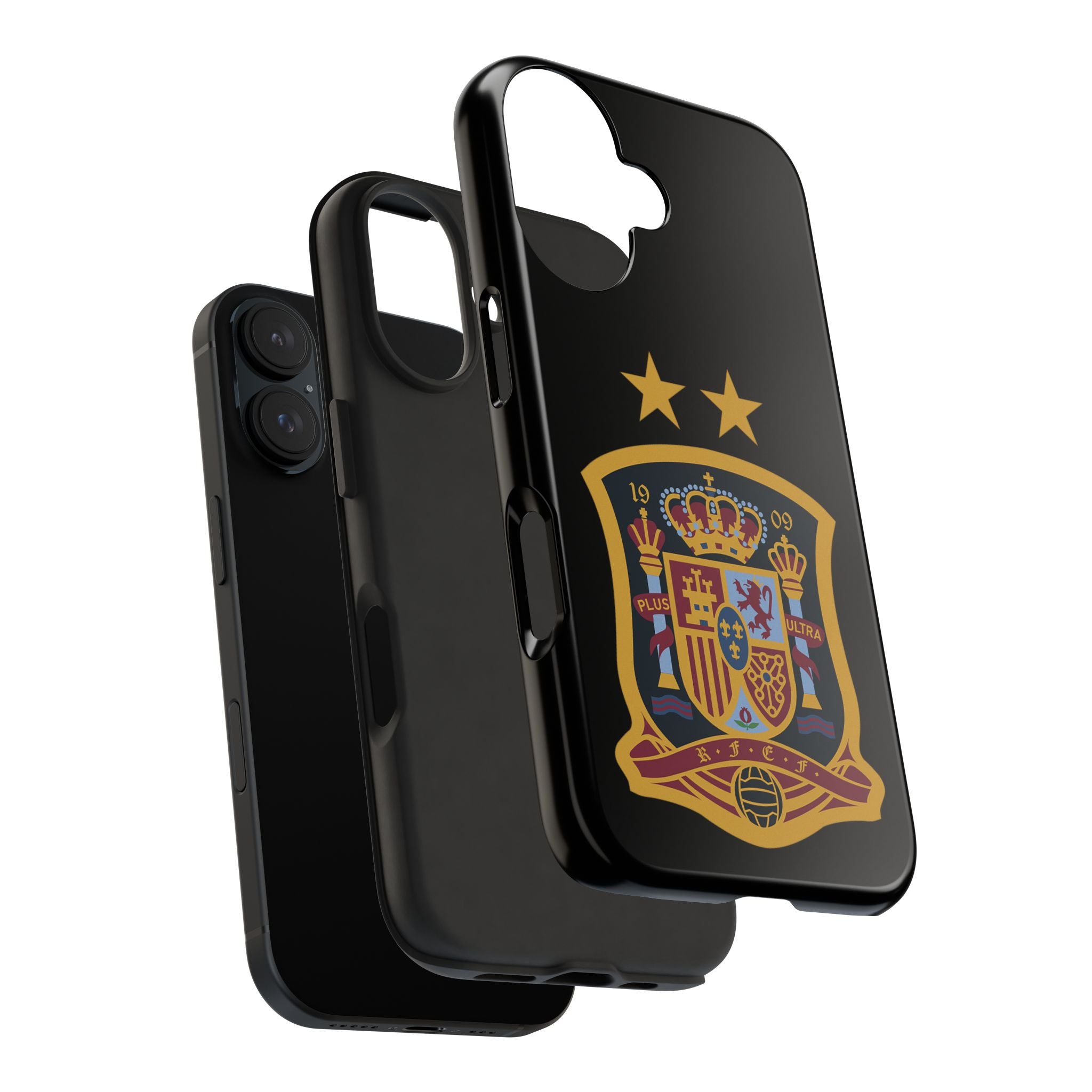 Spain Soccer Crest Tough Phone Case  Black Protective iPhone Case with Two Stars