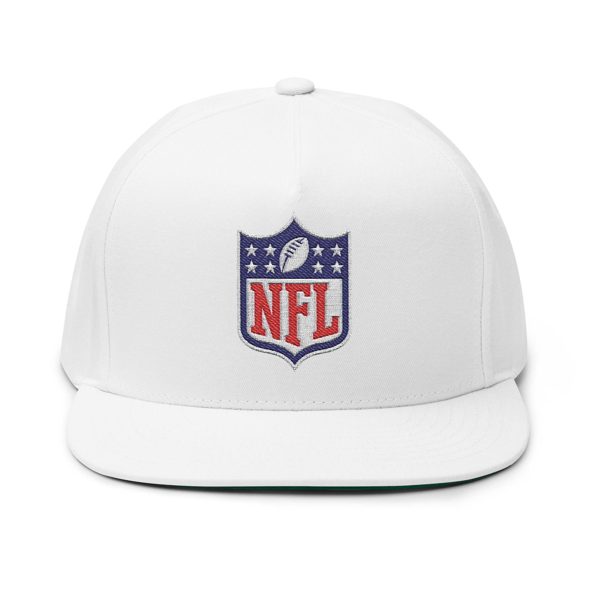 Embroidered NFL Shield Flat Bill Cap — Snapback Football Hat
