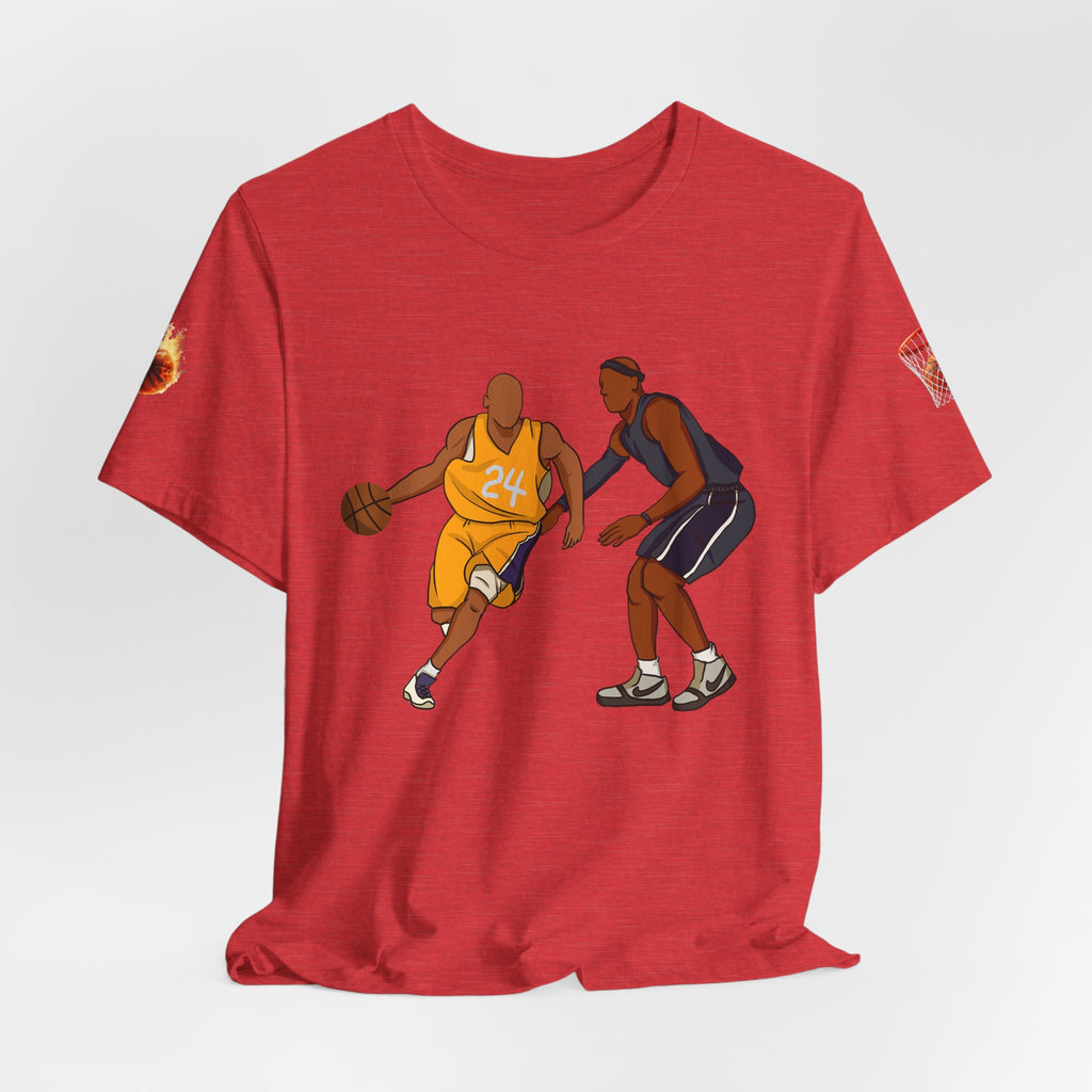 Basketball Players Tee Dribble Defender Court Illustration