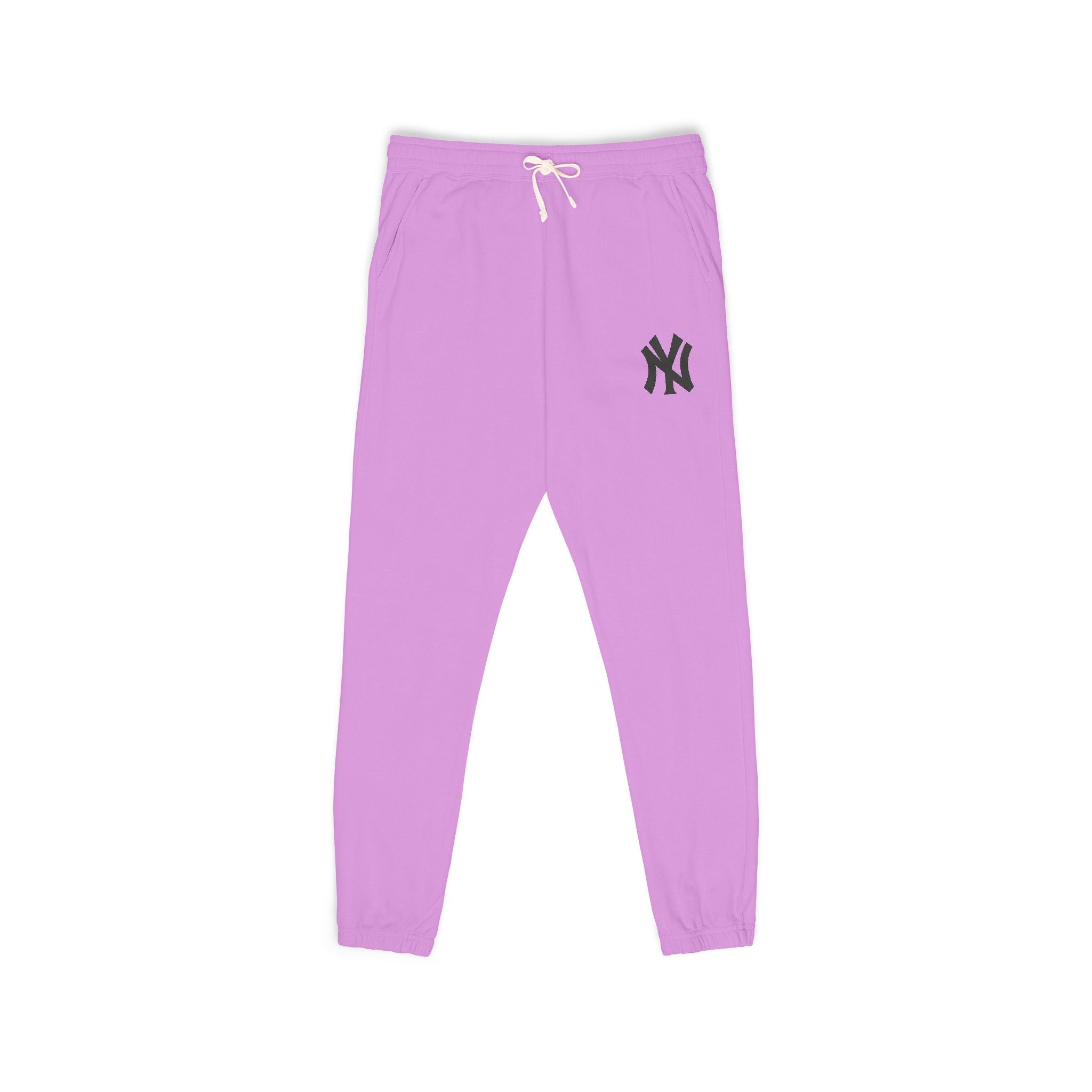 Fleece Sweatpants Vintage Washed Joggers with Distressed NY Logo