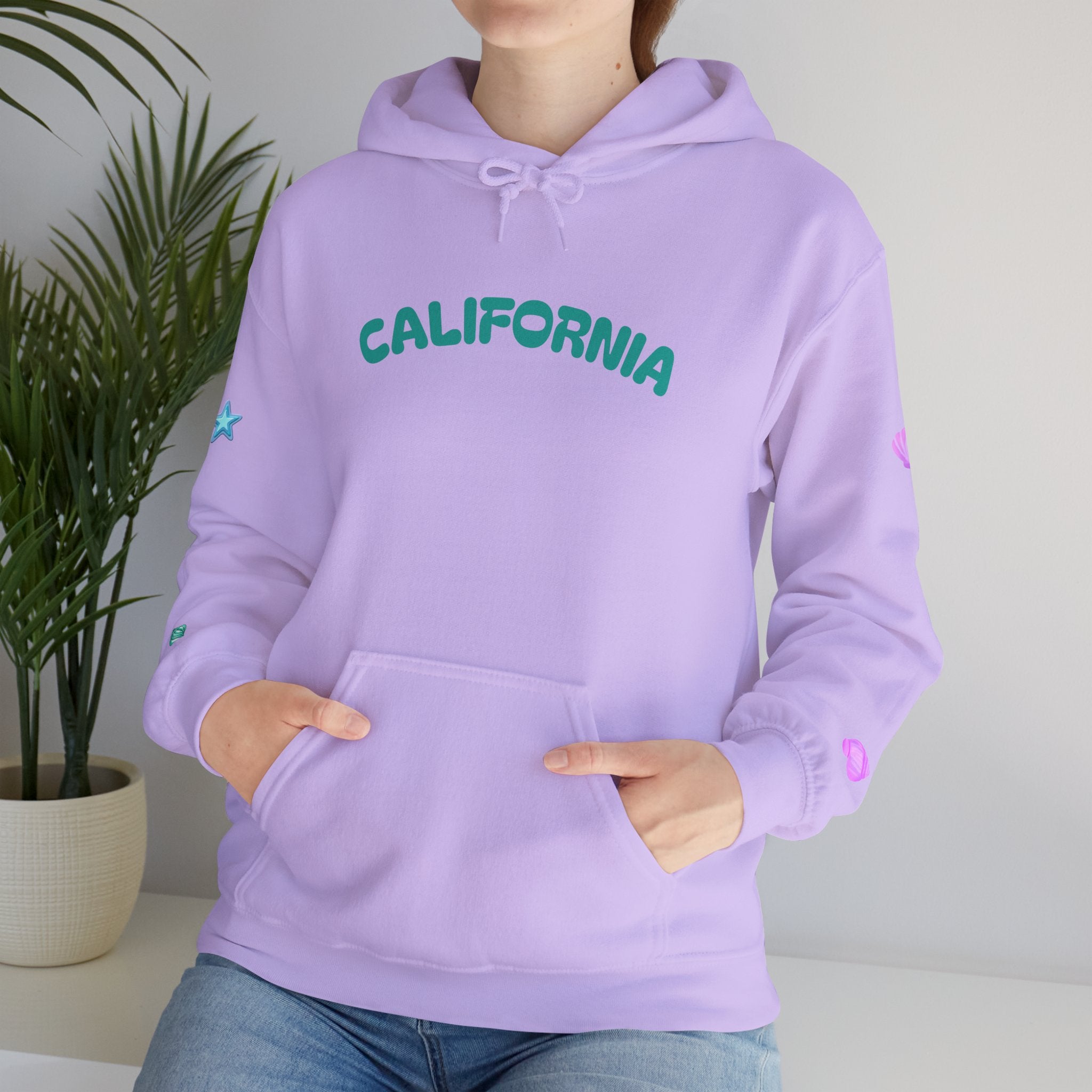 California Palm Tree Hoodie | Beach Island Graphic, Sleeve Icons
