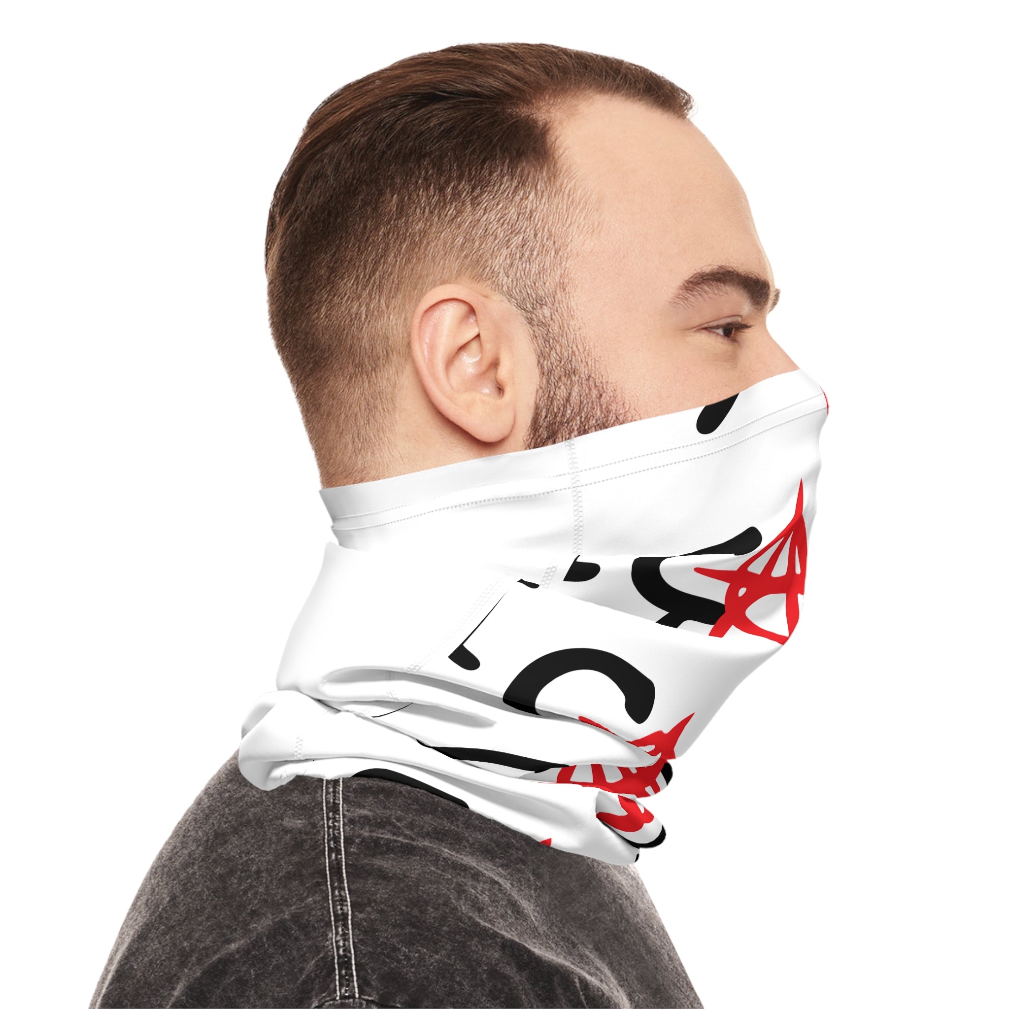 Anarchy Script Neck Gaiter — Red Anarchy A Pattern Lightweight Face Covering