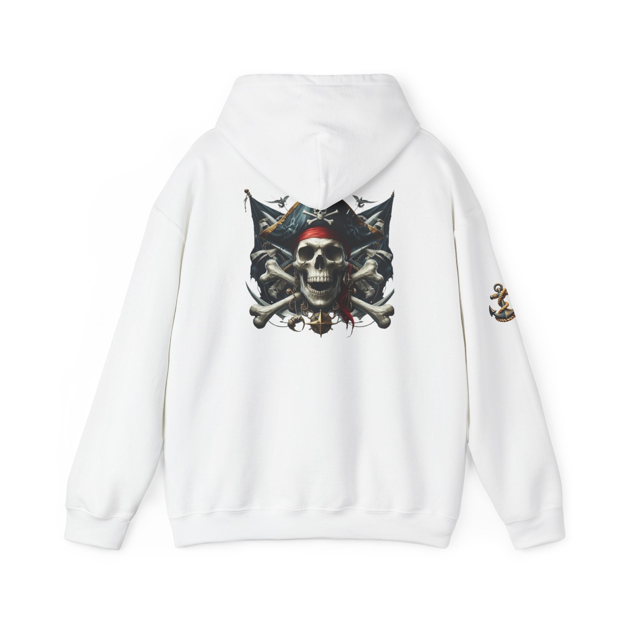 Pirate Skull Anchor Hoodie  Nautical Skull & Crossbones Pullover