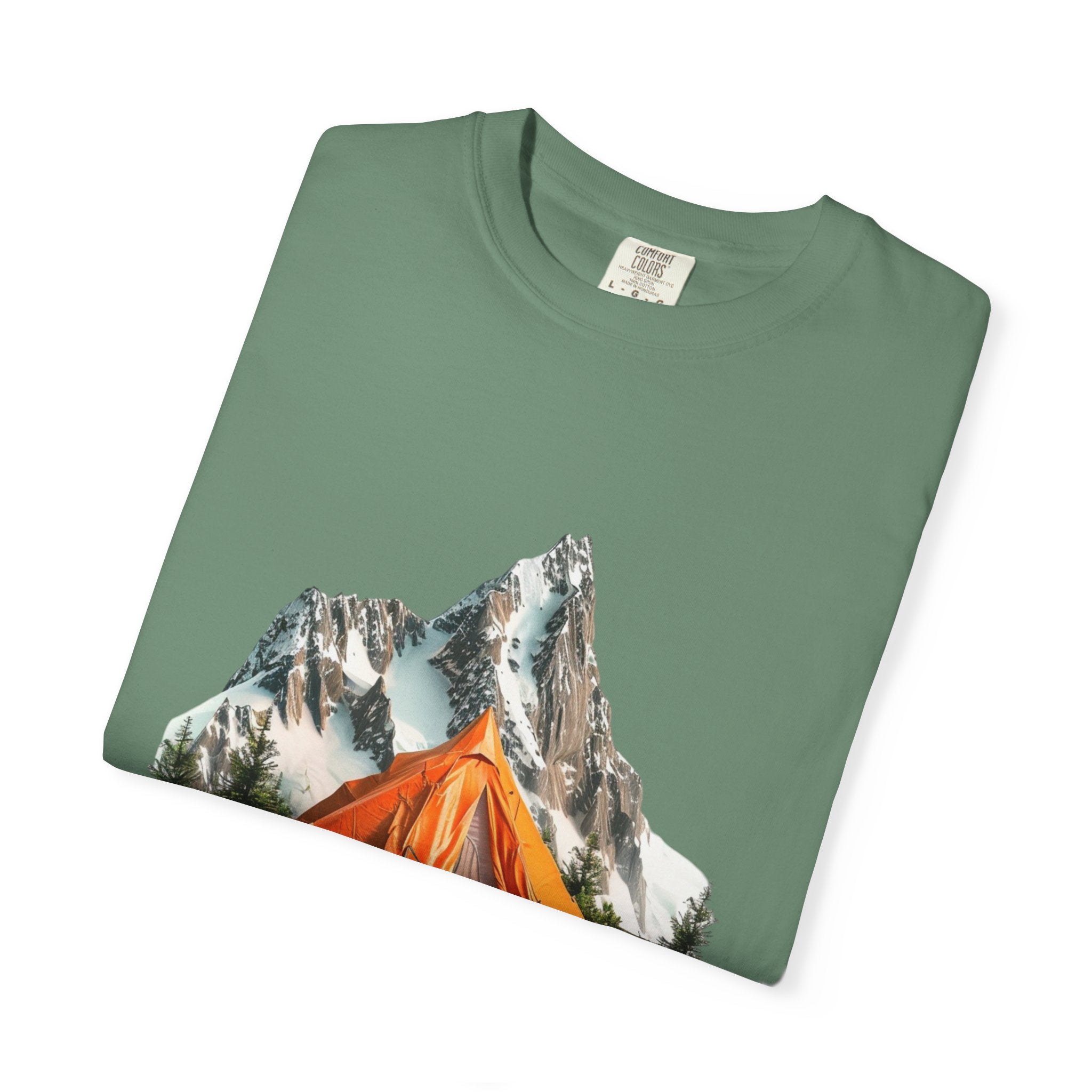 Mountain Camping Tent T-Shirt  Orange Tent Campsite Graphic