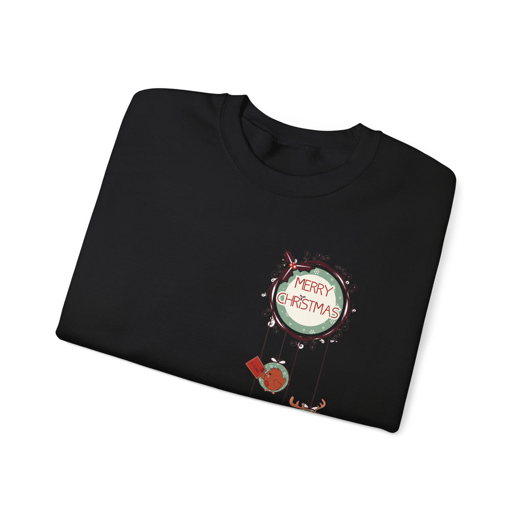 Merry Christmas Hanging Ornaments Sweatshirt Santa Reindeer Wreath Holiday