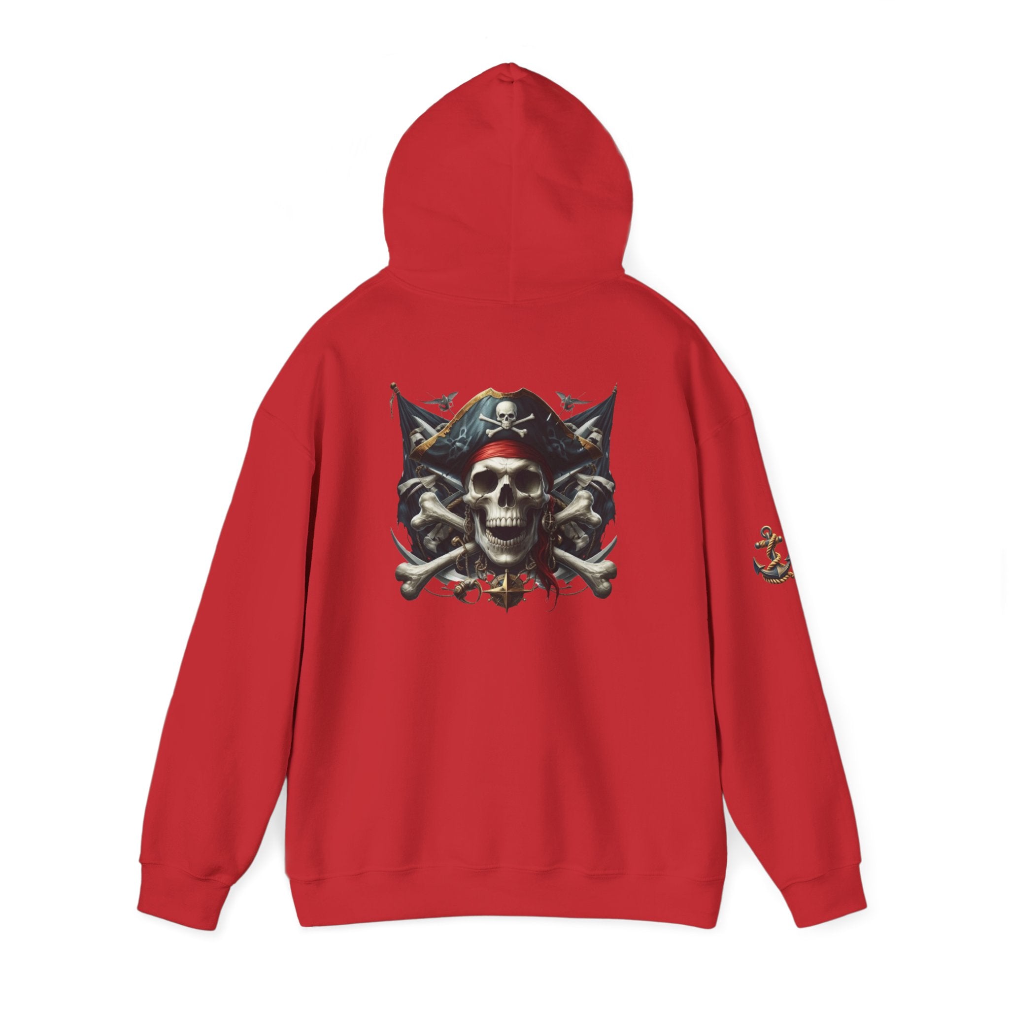 Pirate Skull Anchor Hoodie  Nautical Skull & Crossbones Pullover