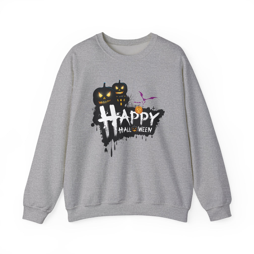 Halloween Pumpkin Crewneck Sweatshirt — "Happy Halloween" Graphic