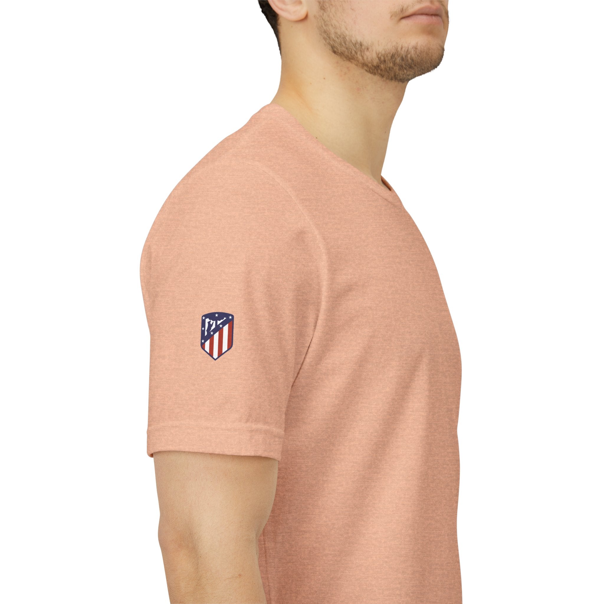 Atletico Madrid Shield T-Shirt Front Chest & Sleeve Logo Soccer Tee