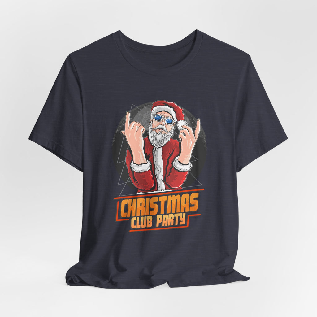 Santa Rocker Christmas Club Party Tee  Retro Holiday Graphic