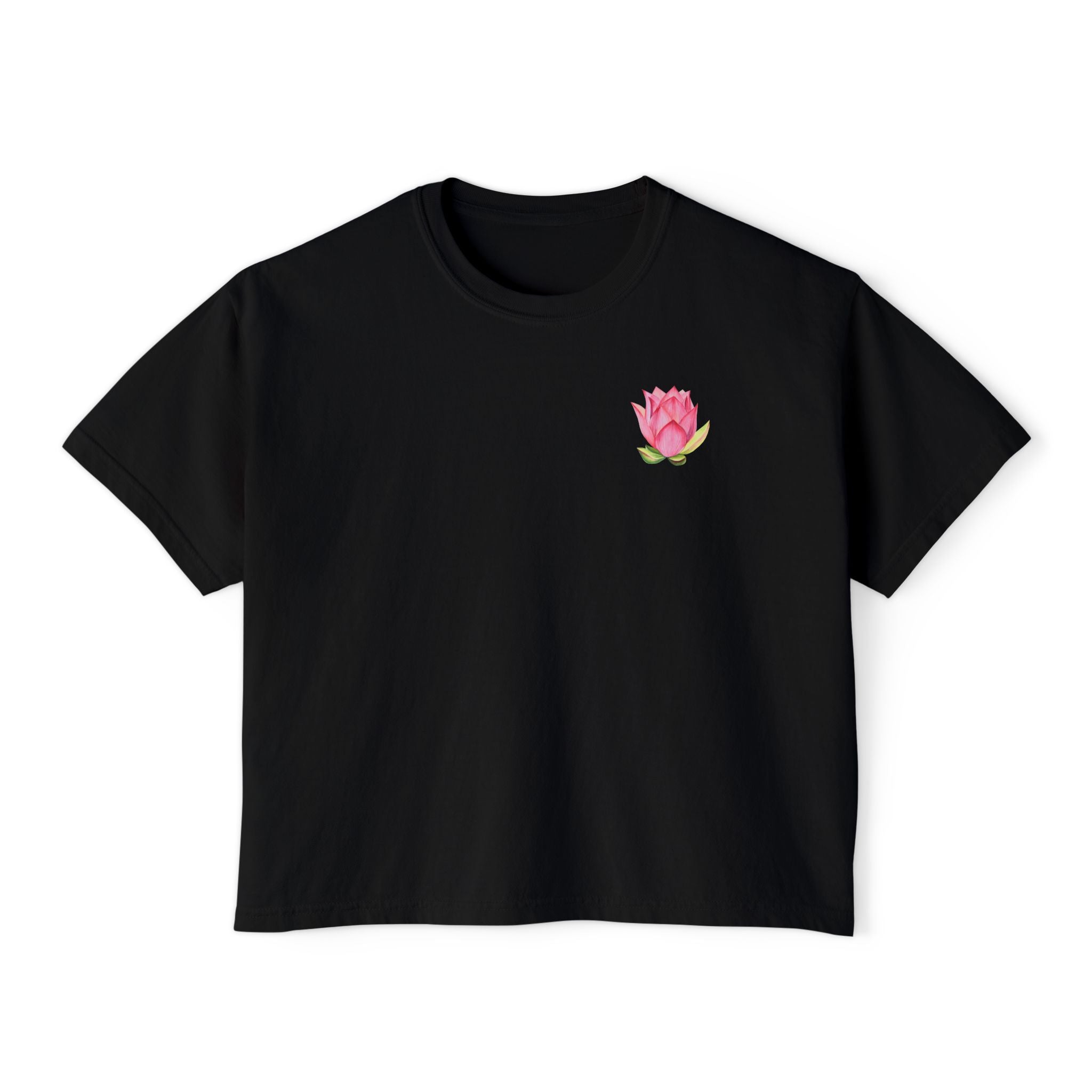 Yoga Time Boxy Tee — Women’s Cropped Yoga T‑Shirt with Lotus Graphic