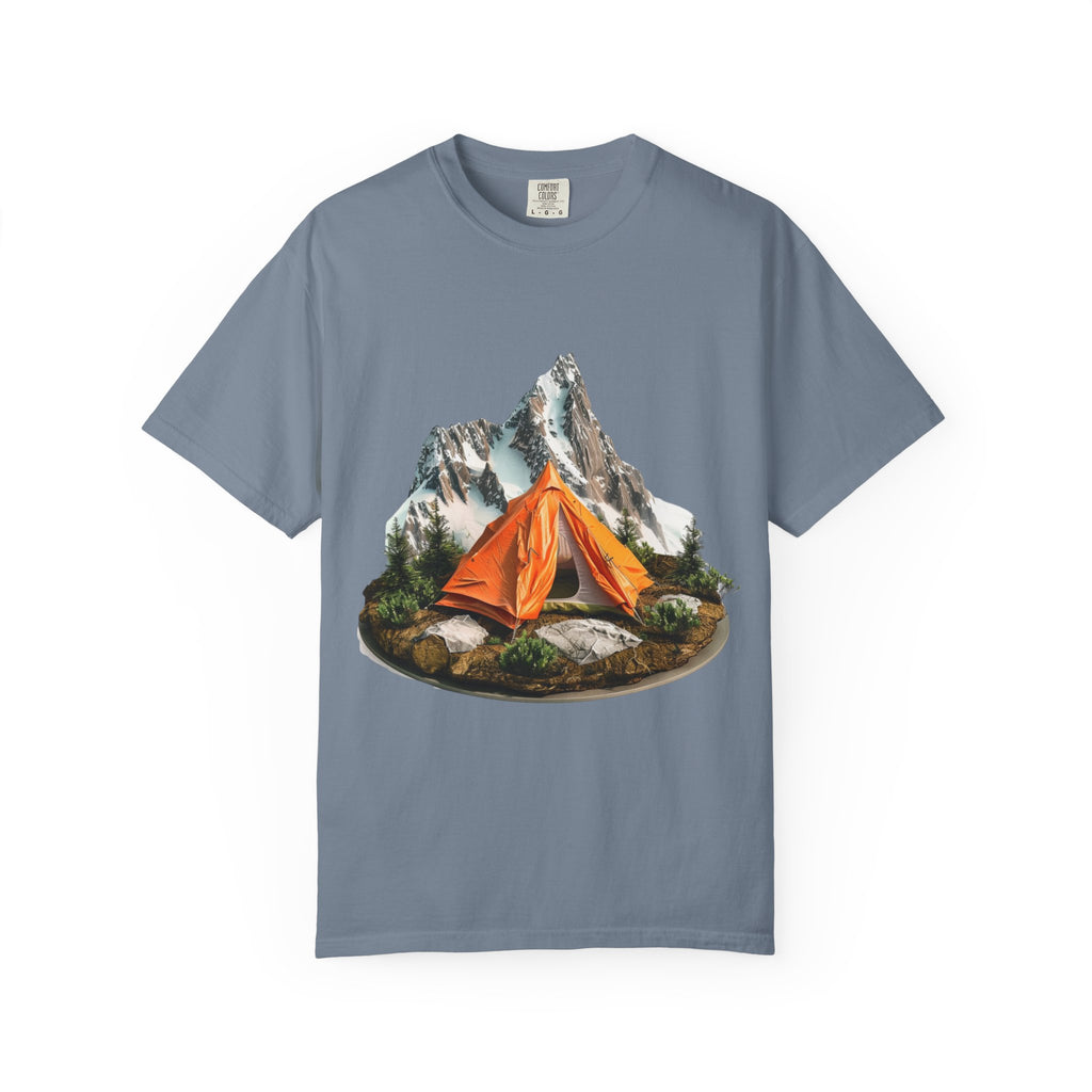 Mountain Camping Tent T-Shirt  Orange Tent Campsite Graphic