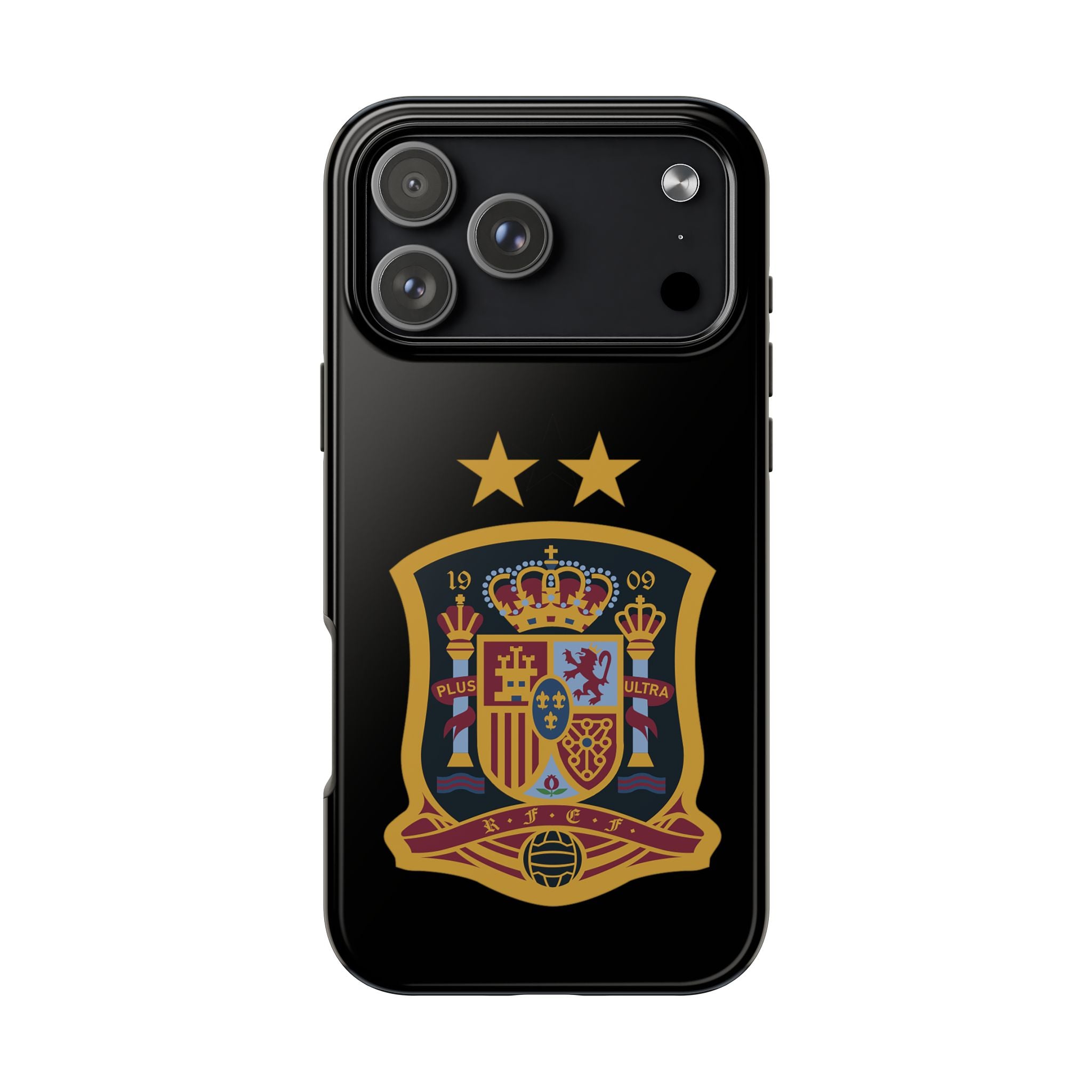Spain Soccer Crest Tough Phone Case  Black Protective iPhone Case with Two Stars