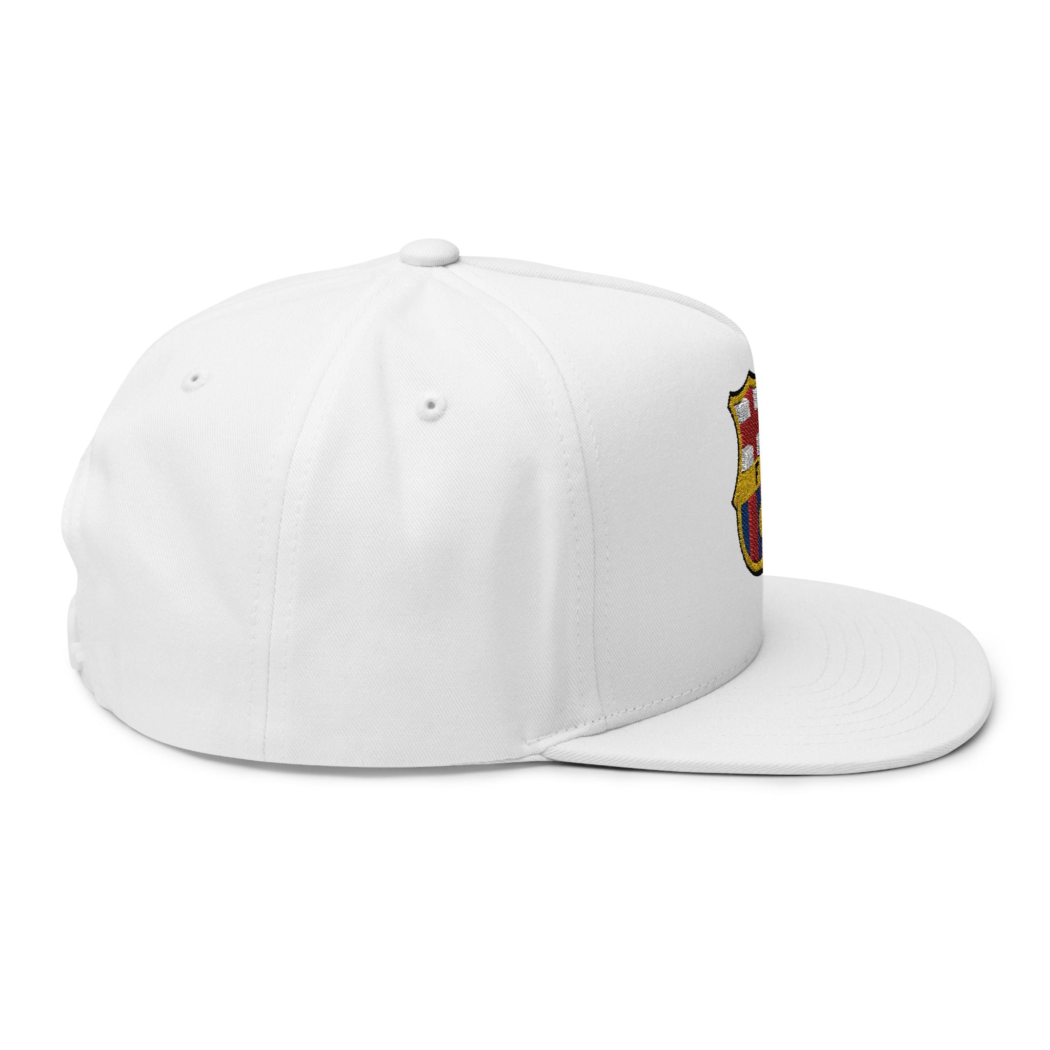 Embroidered Football Crest Flat Bill Cap  Snapback Soccer Hat