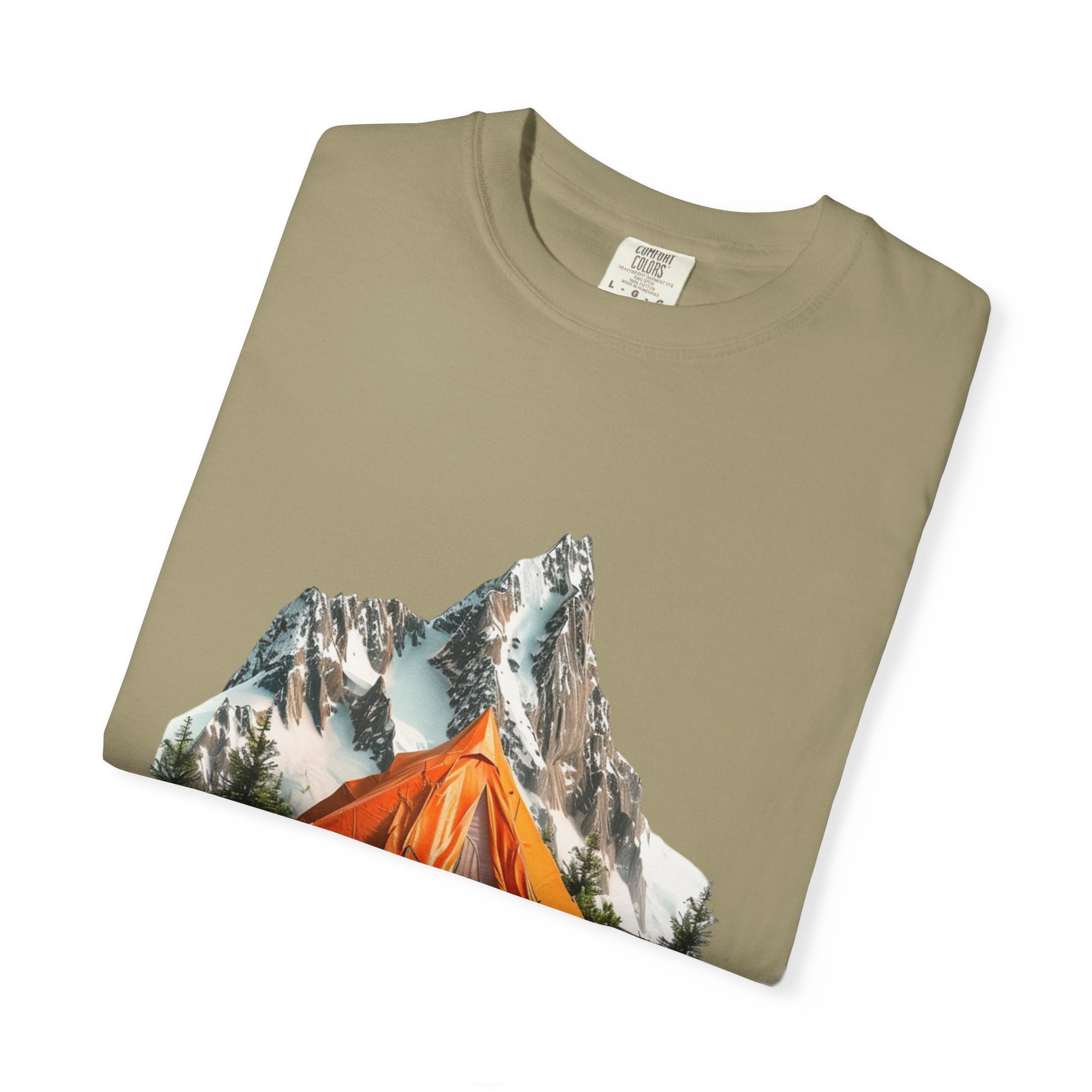 Mountain Camping Tent T-Shirt  Orange Tent Campsite Graphic