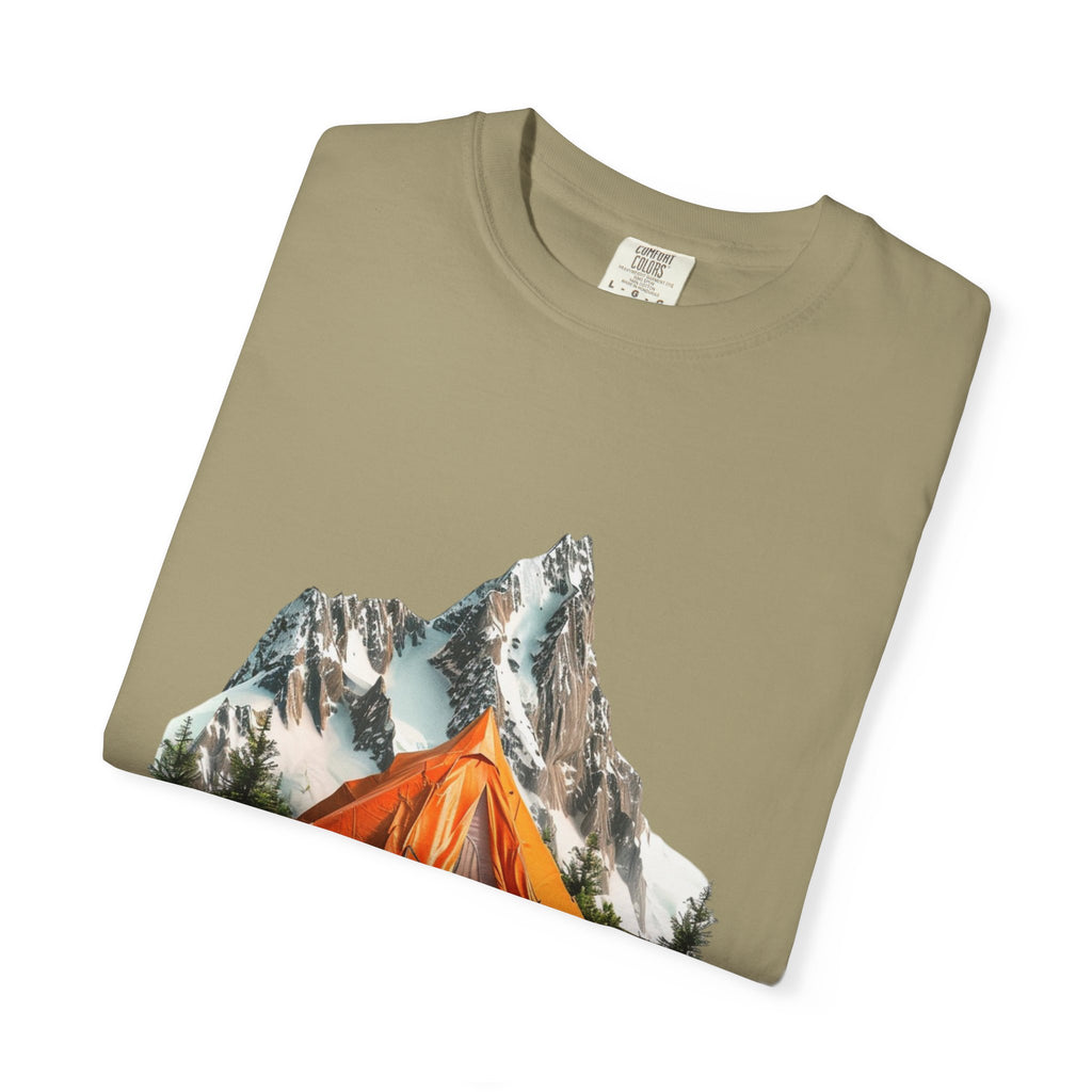Mountain Camping Tent T-Shirt  Orange Tent Campsite Graphic