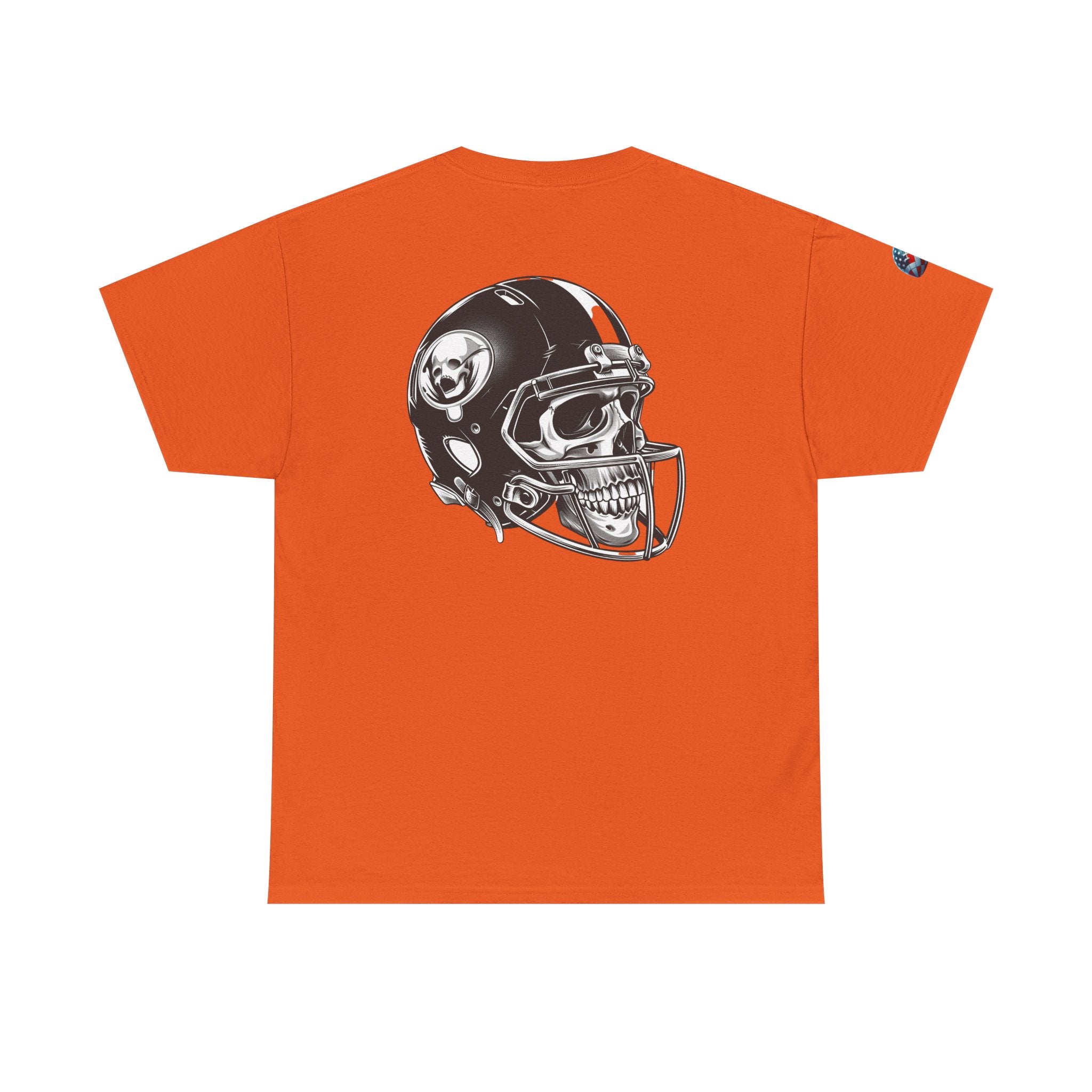 Skull Helmet Football Tee — Grunge Athletic Graphic T‑Shirt