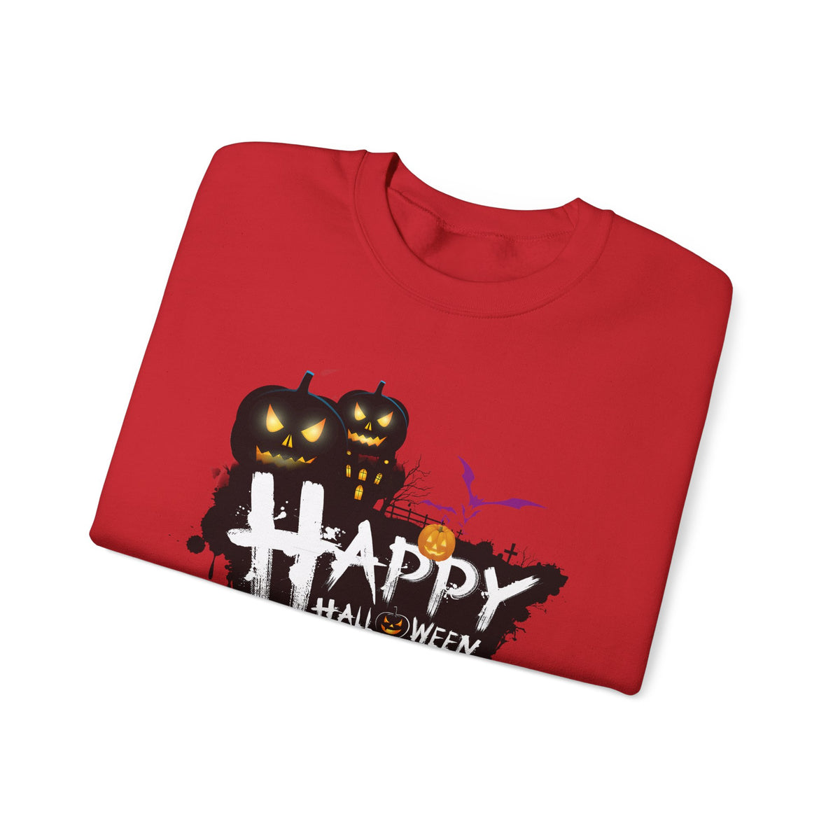 Halloween Pumpkin Crewneck Sweatshirt — "Happy Halloween" Graphic