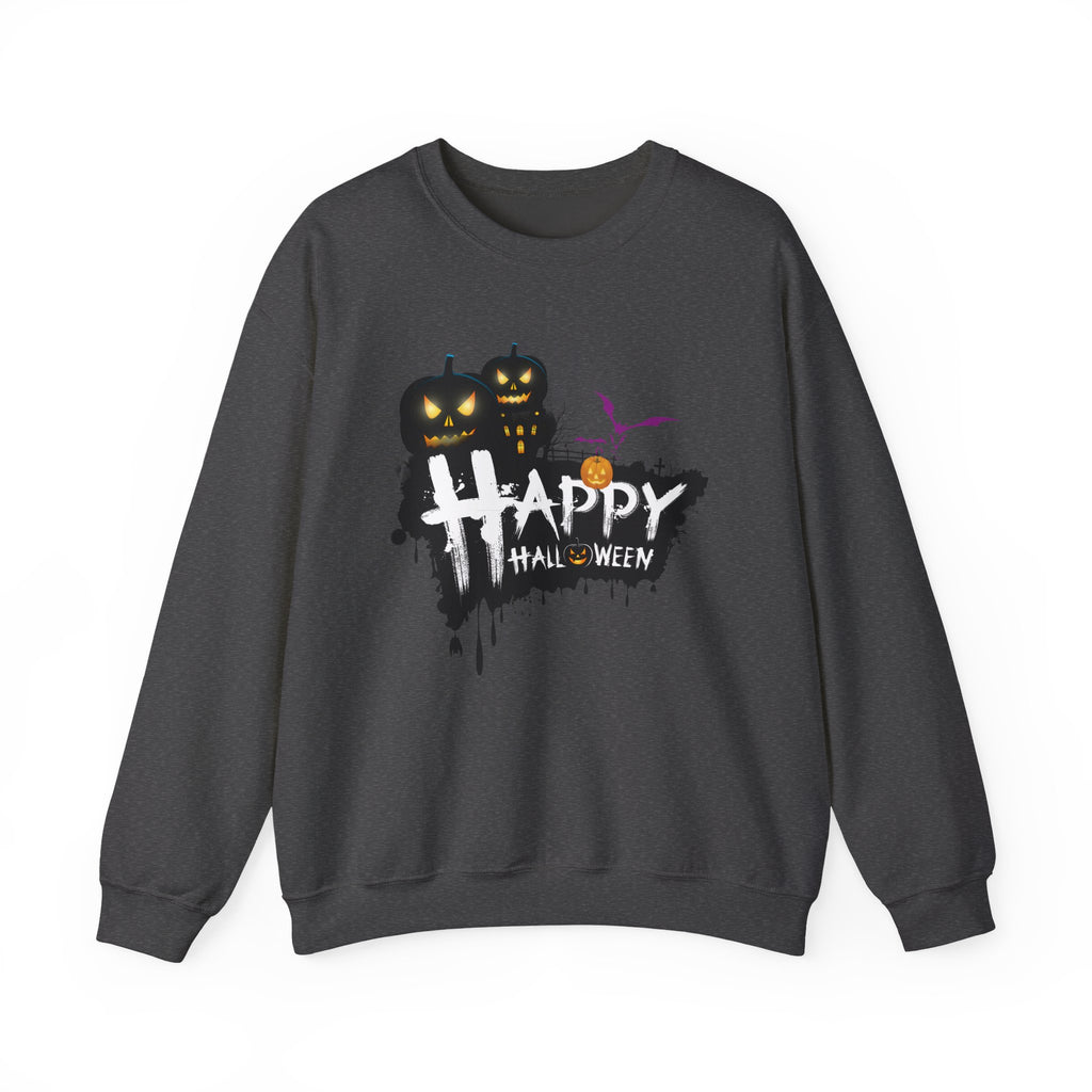 Halloween Pumpkin Crewneck Sweatshirt — "Happy Halloween" Graphic