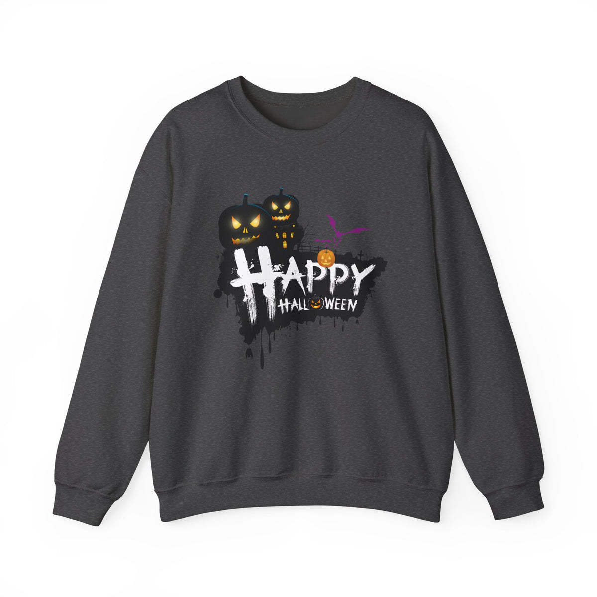 Halloween Pumpkin Crewneck Sweatshirt — "Happy Halloween" Graphic