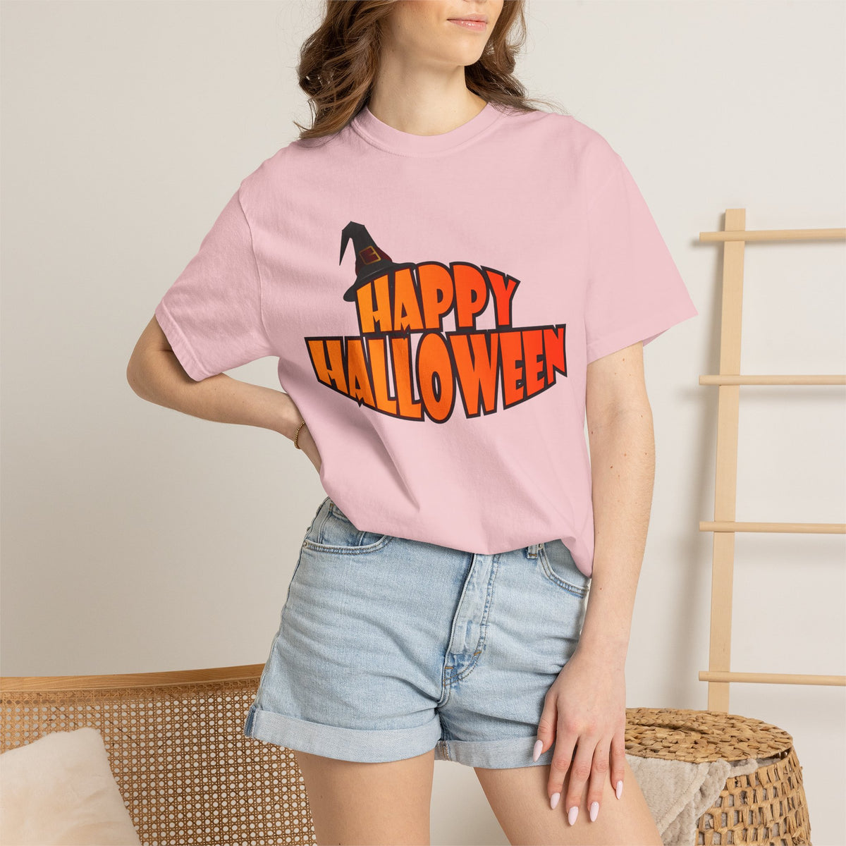 Halloween Icons T-Shirt — "Happy Halloween" Graphic Tee with Spooky Back Illustrations