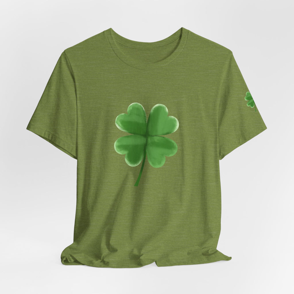 Green Four-Leaf Clover T-Shirt  Lucky Shamrock Tee