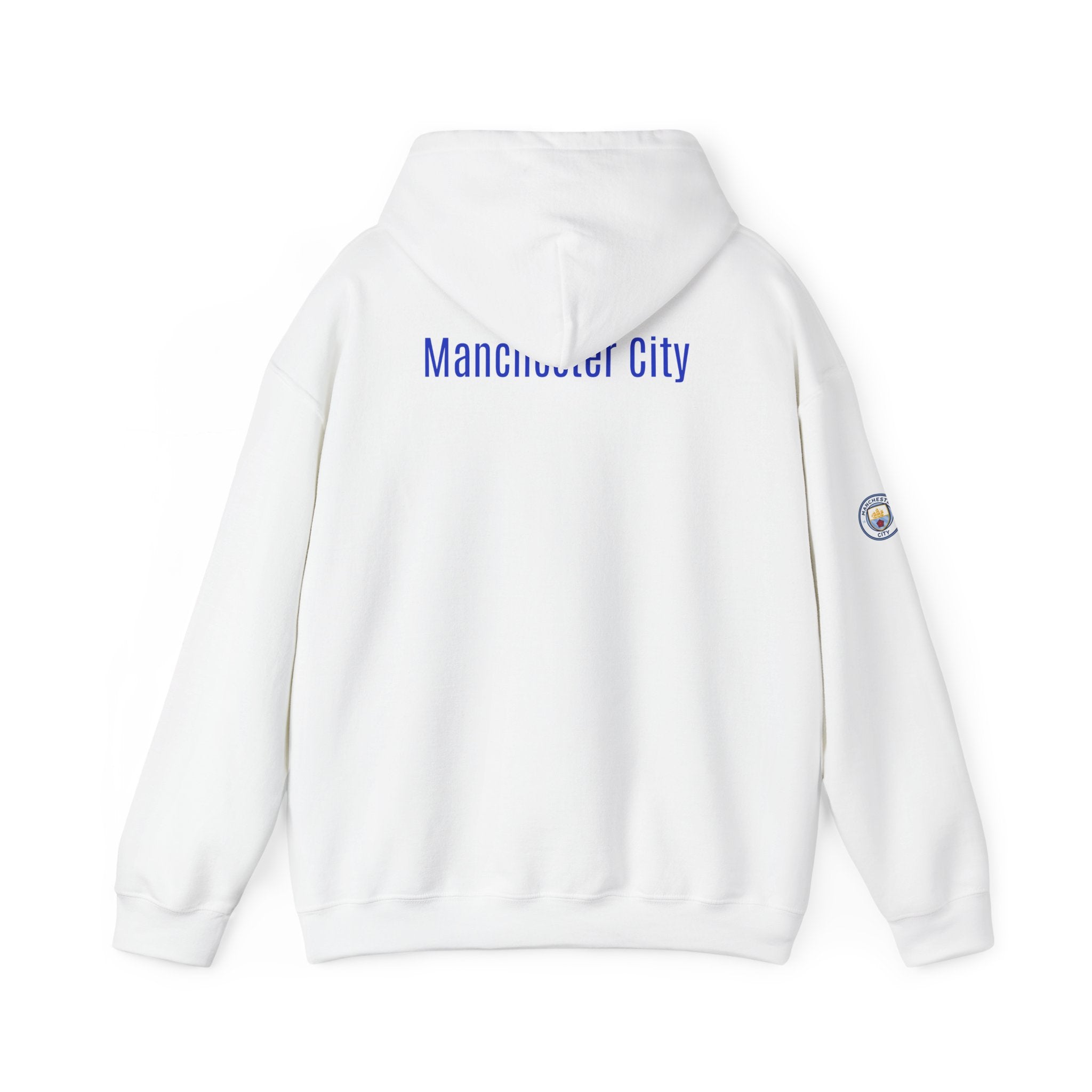 Manchester City Hoodie — Minimal Crest Logo Back Text Pullover