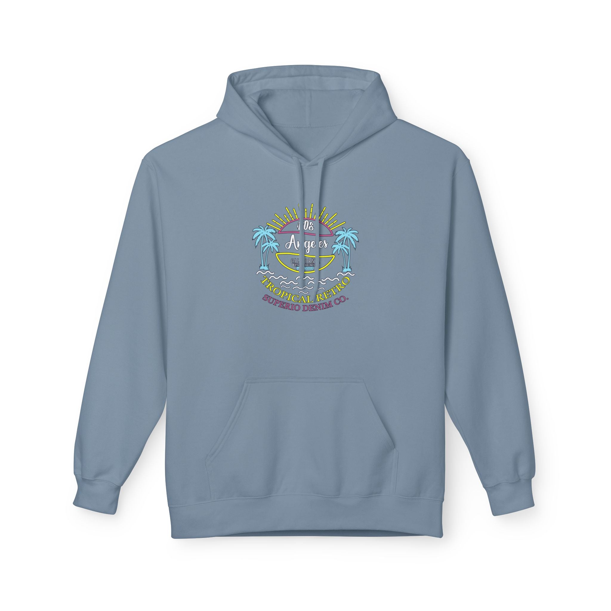 Surf Vibes Hoodie Coastal Palms & Sunset Graphic
